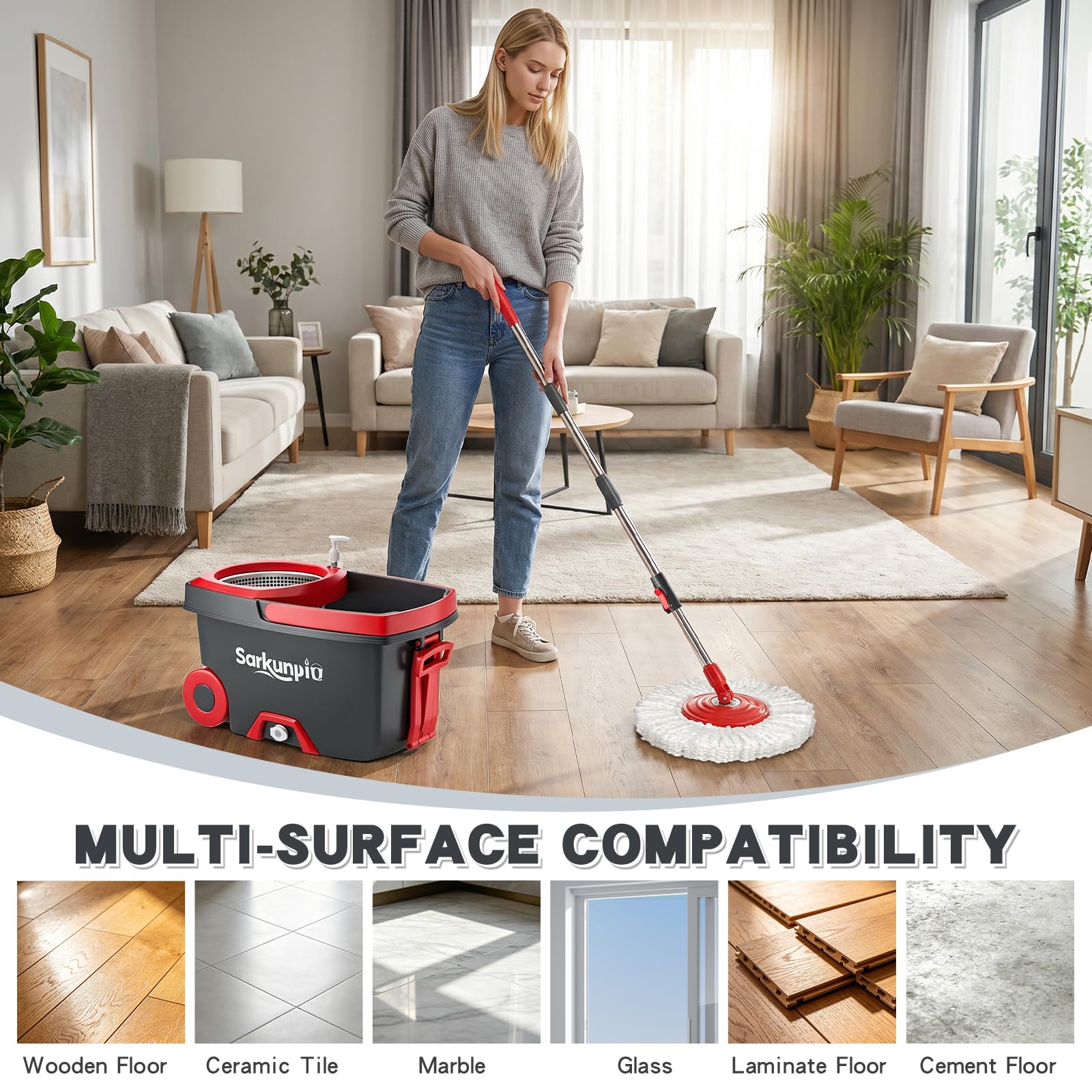 Spin Mop and Bucket System | Stainless Steel Wringer

