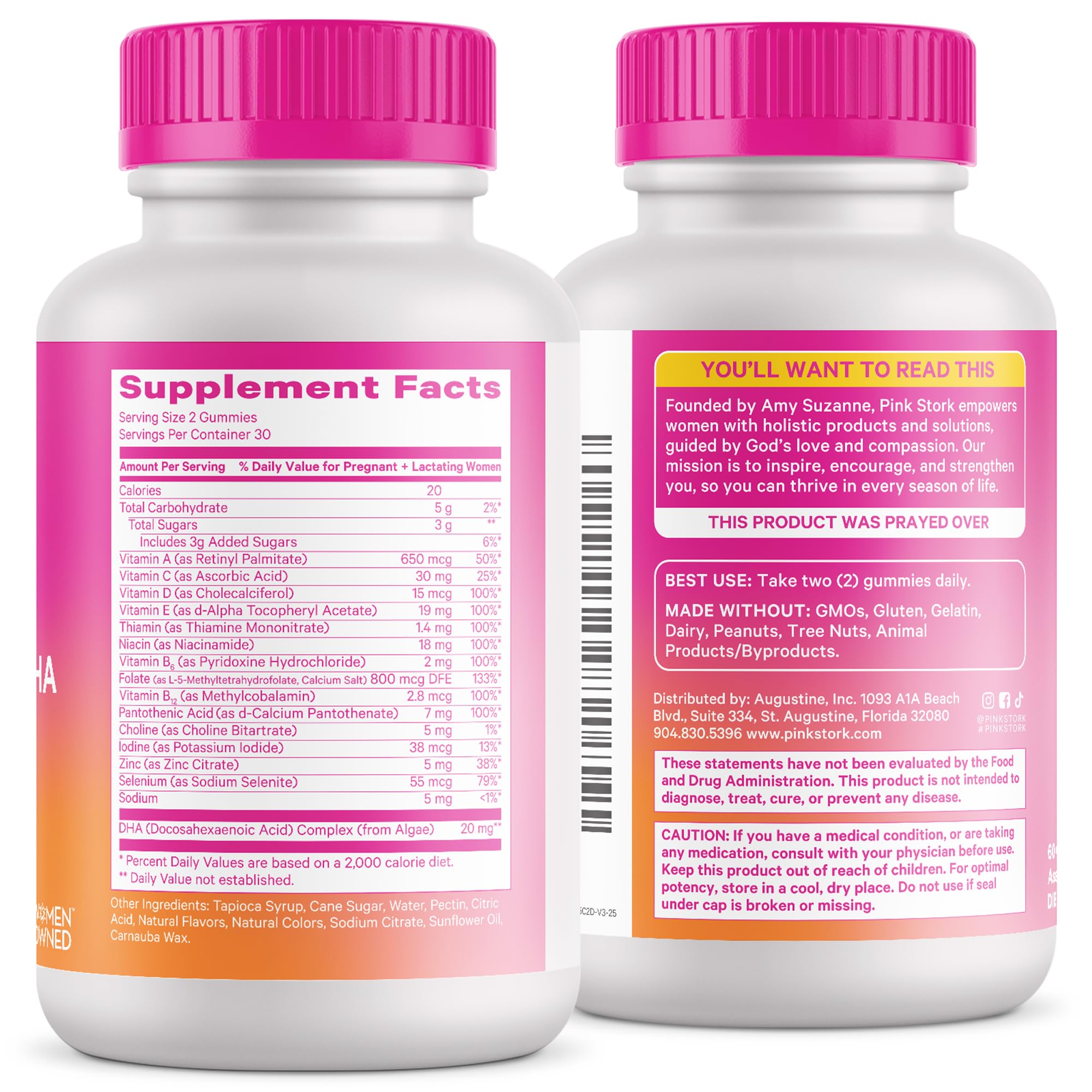 Pink Stork Prenatal Gummies with Vegan DHA | MTHFR-Friendly

