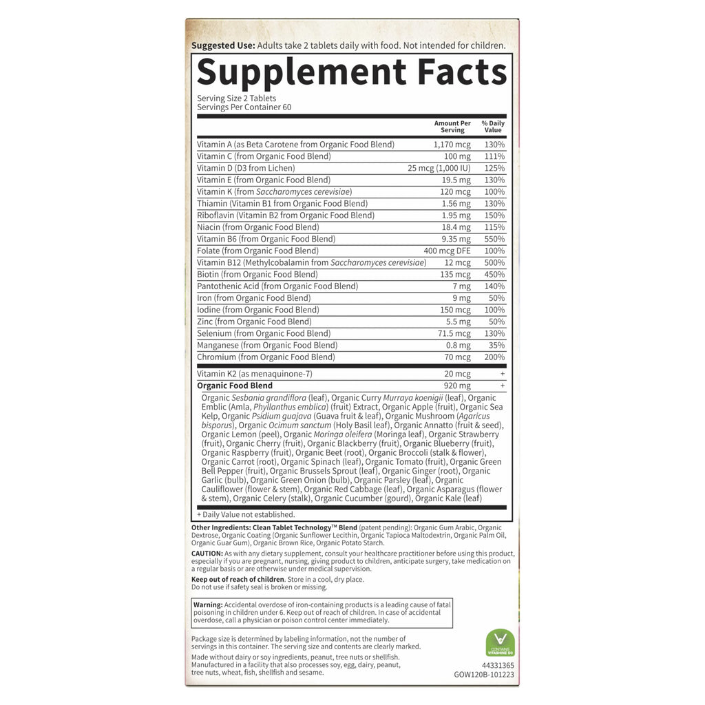 Garden of Life Organics Women's Multivitamin - Organic & Vegan

