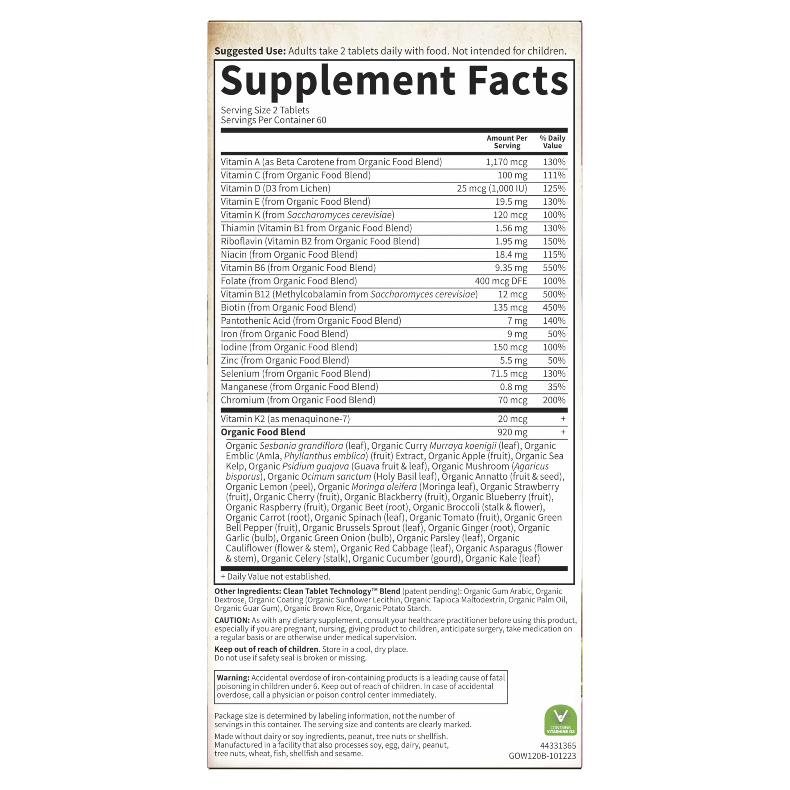 Garden of Life Organics Women's Multivitamin - Organic & Vegan


