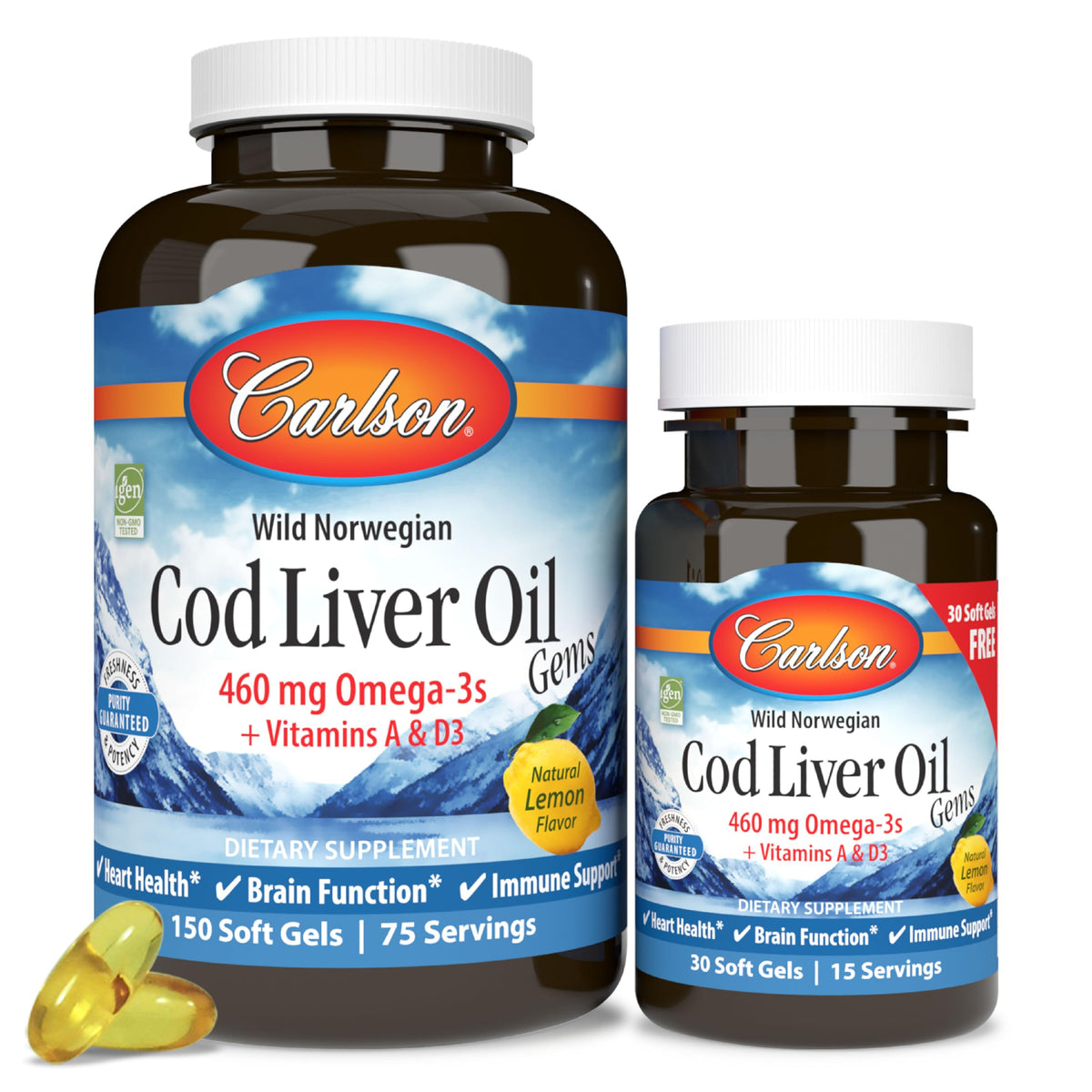 Carlson Cod Liver Oil Gems - Wild Arctic Cod Liver Oil with Vitamin D3