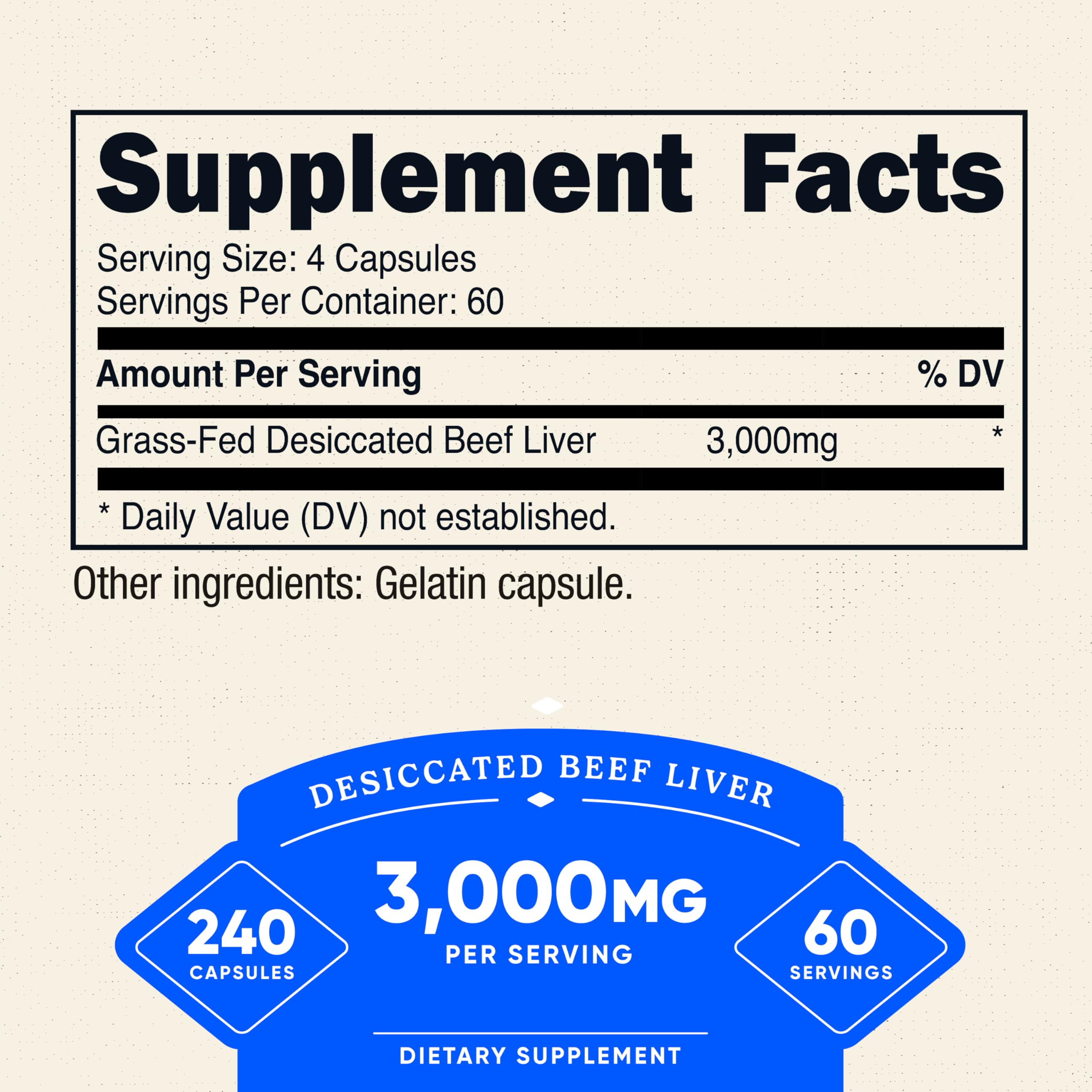 Nutricost Grass-Fed Beef Liver Capsules

