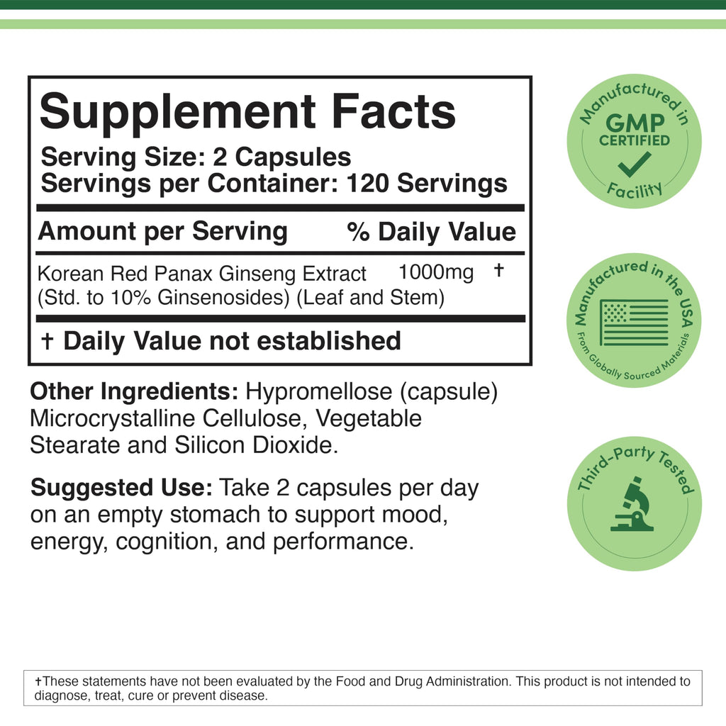 Double Wood Ginseng Capsules Panax Ginseng Supplement


