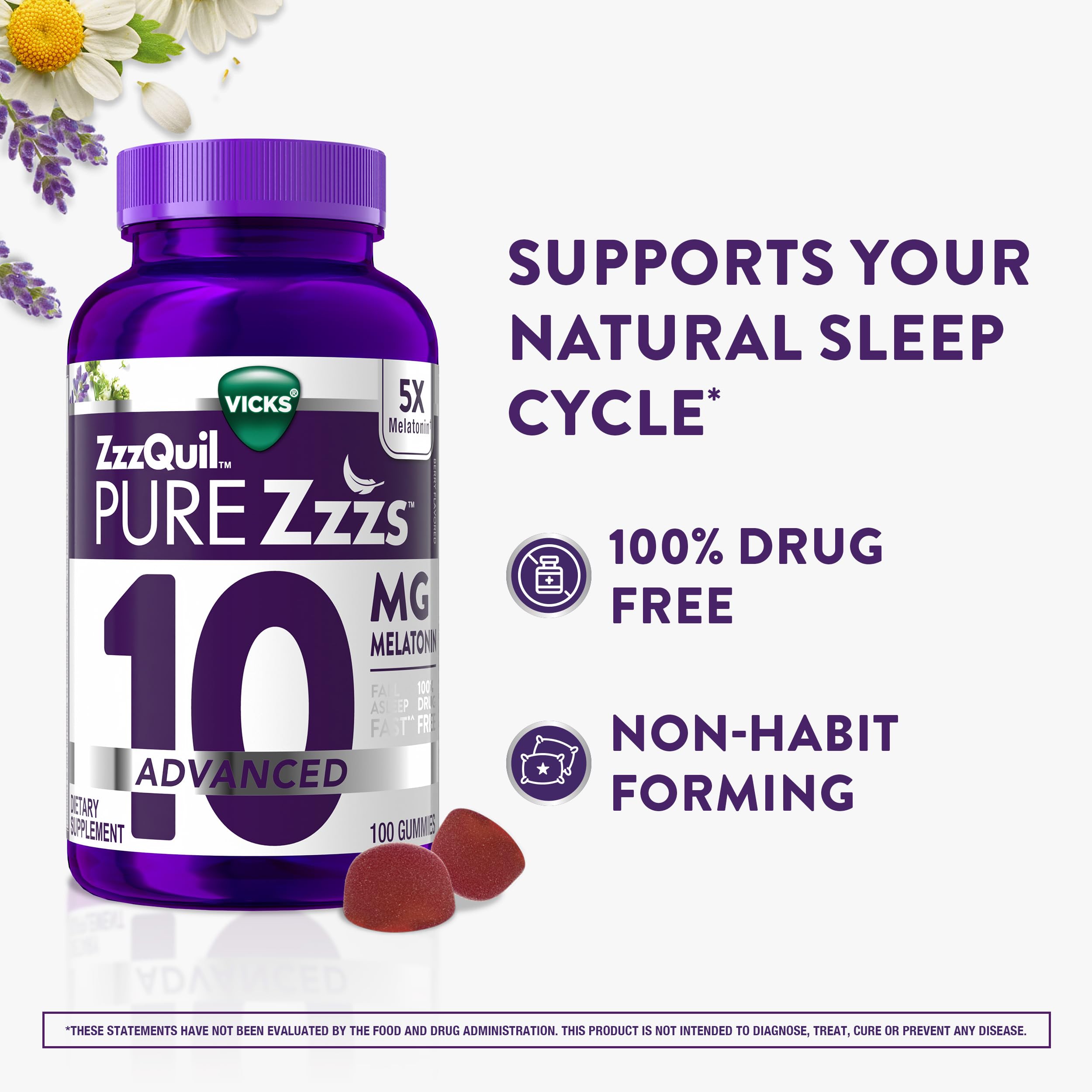 ZzzQuil PURE Zzzs Melatonin Gummies Berry | Chamomile

