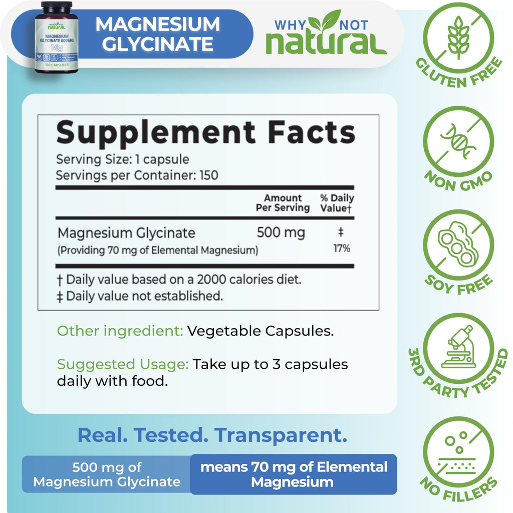 Magnesium Glycinate Capsules by Why Not Natural

