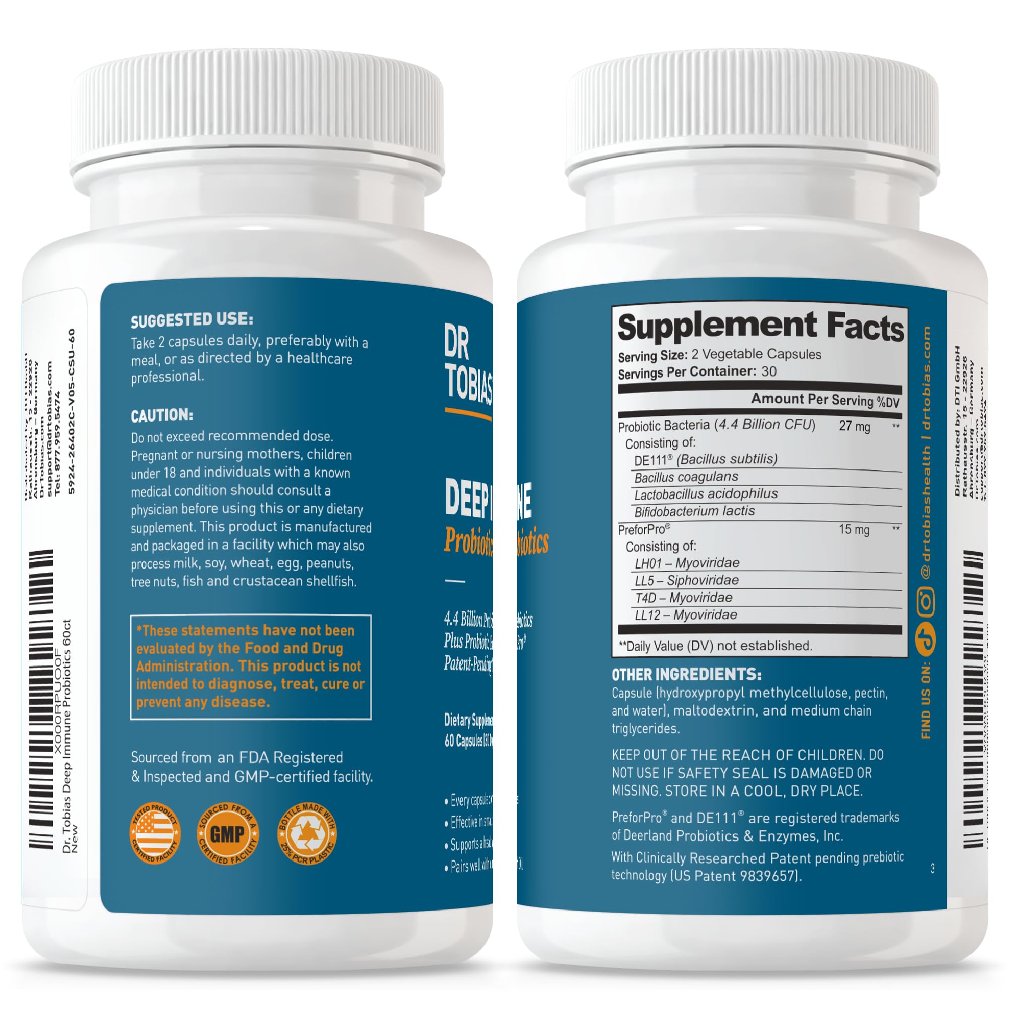 Dr. Tobias Deep Immune Probiotic + Prebiotic | Immune & Gut

