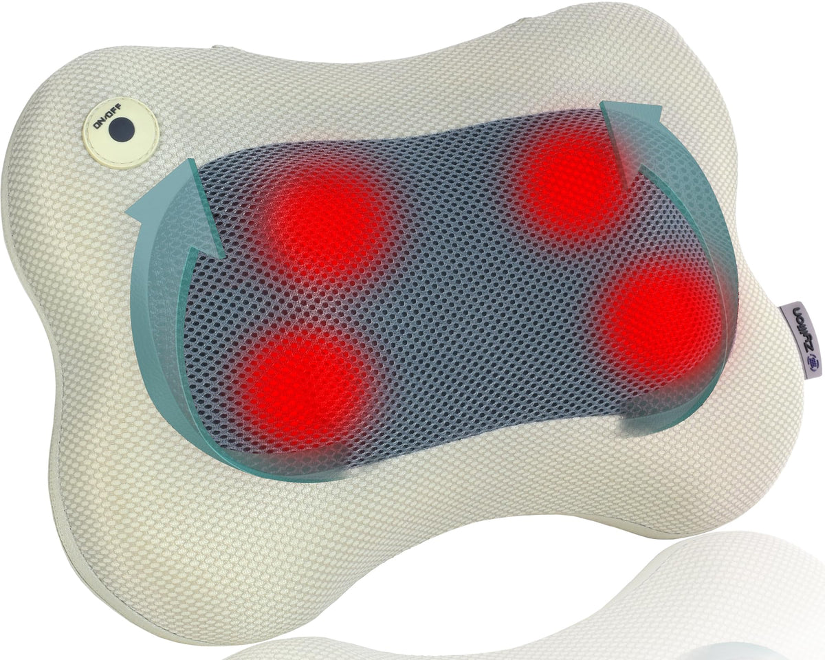 Zyllion Shiatsu Back and Neck Massager with Heat - 3D Kneading Pillow