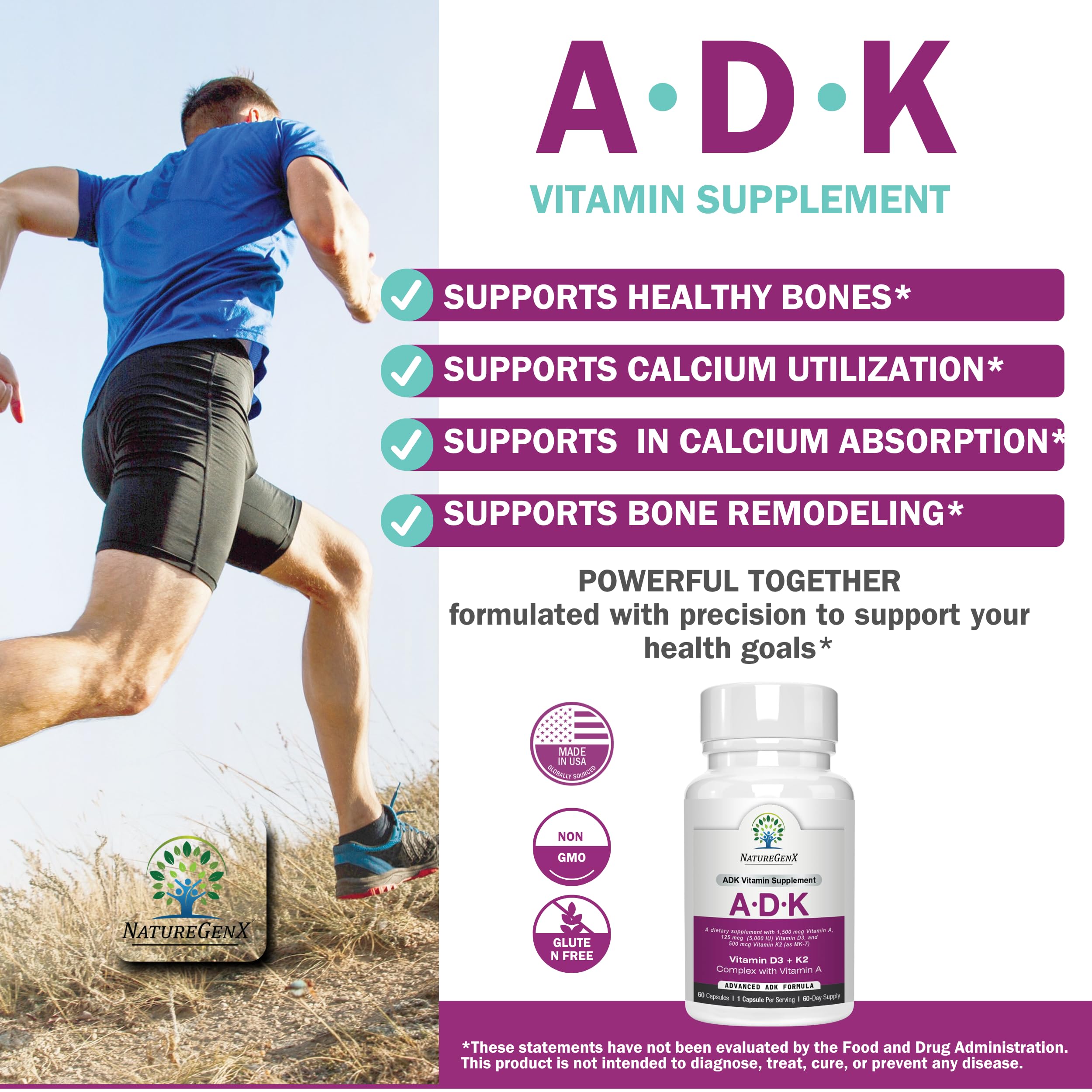 NatureGenX ADK Vitamin Supplement for Bone Health

