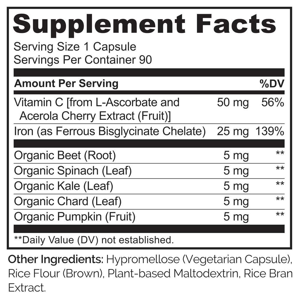 Naturelo Vegan Iron Supplement with Vitamin C

