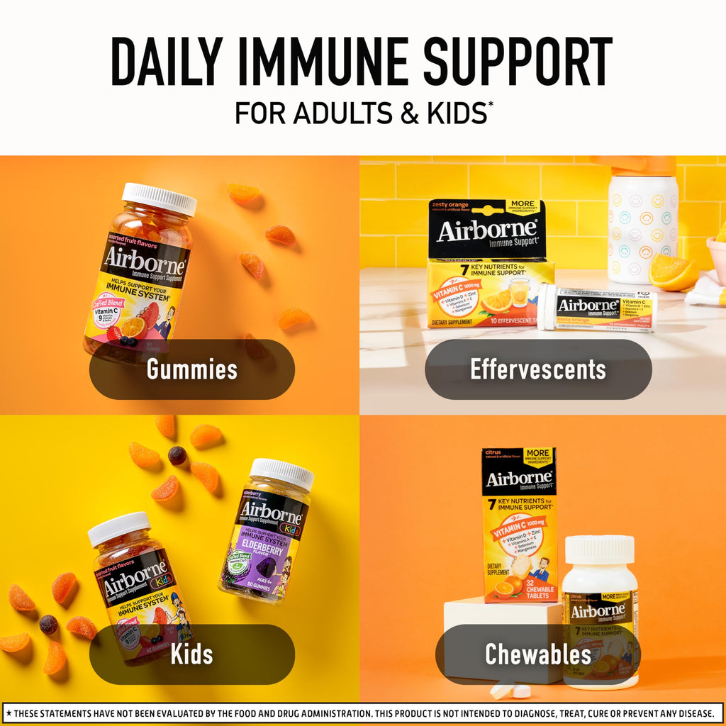Airborne Immune Support Chewable Tablets Vitamin C 1000 mg


