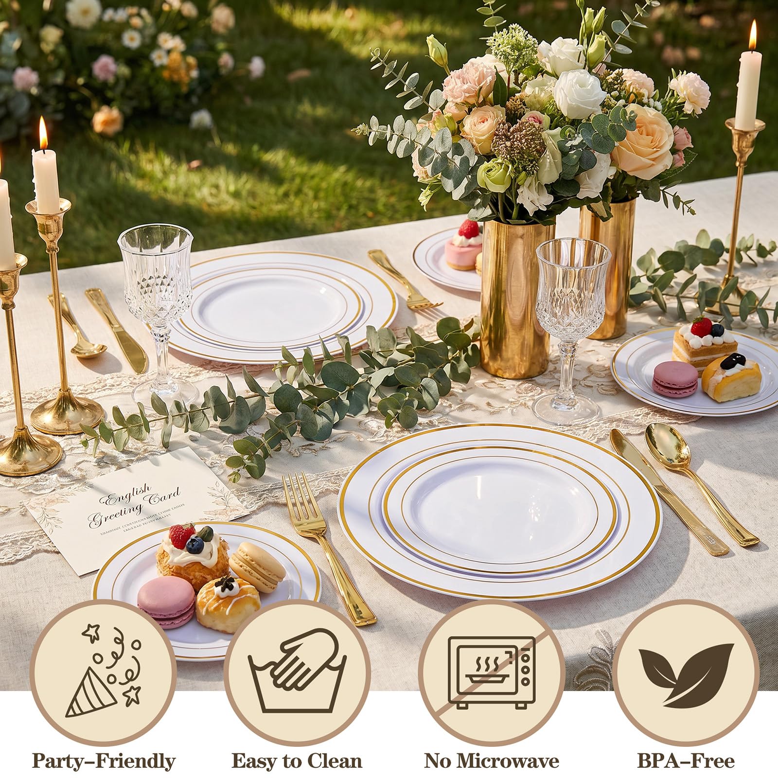 Disposable Plastic Plates with Rim for Parties

