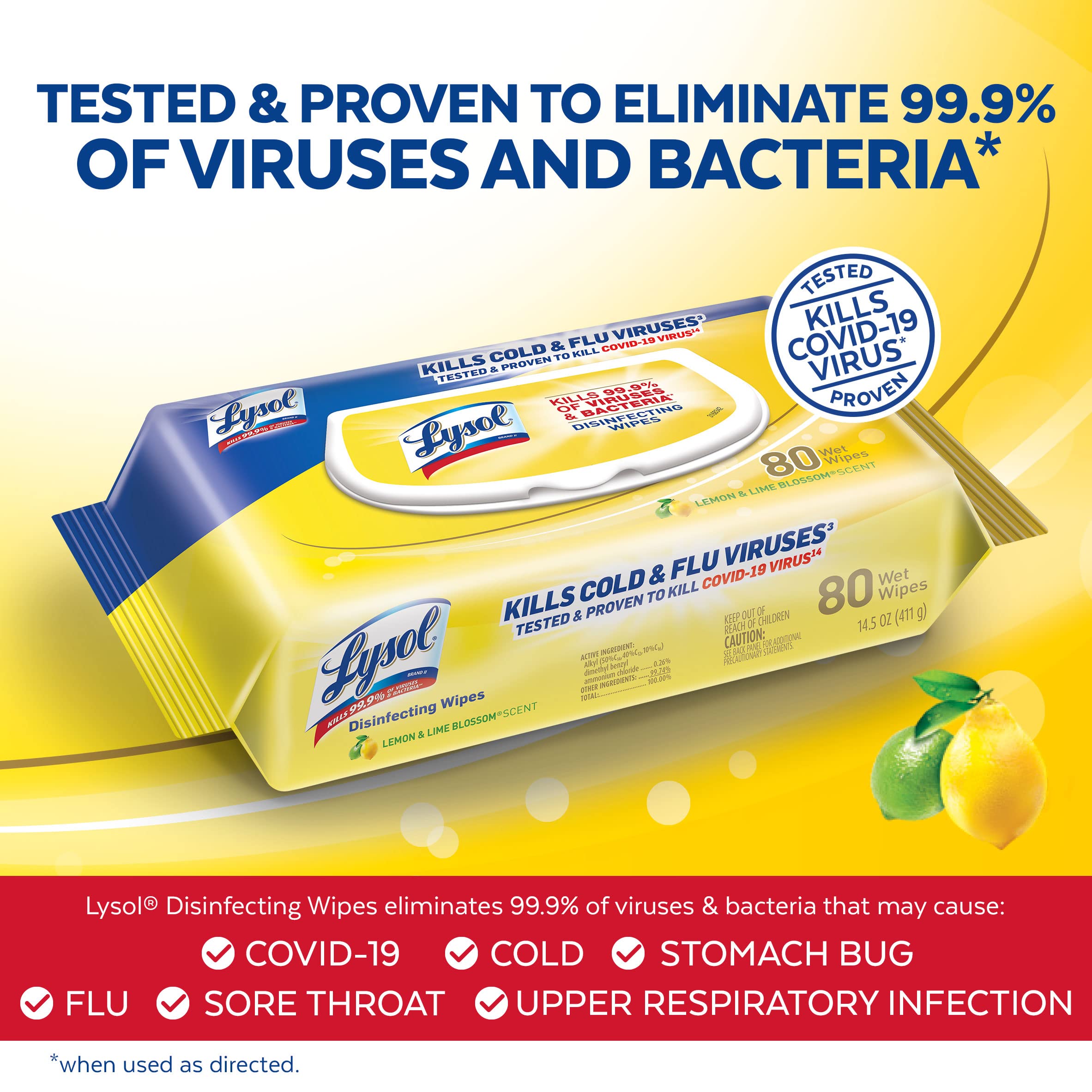 Lysol Disinfecting Wipes Multi-Surface Lemon & Lime

