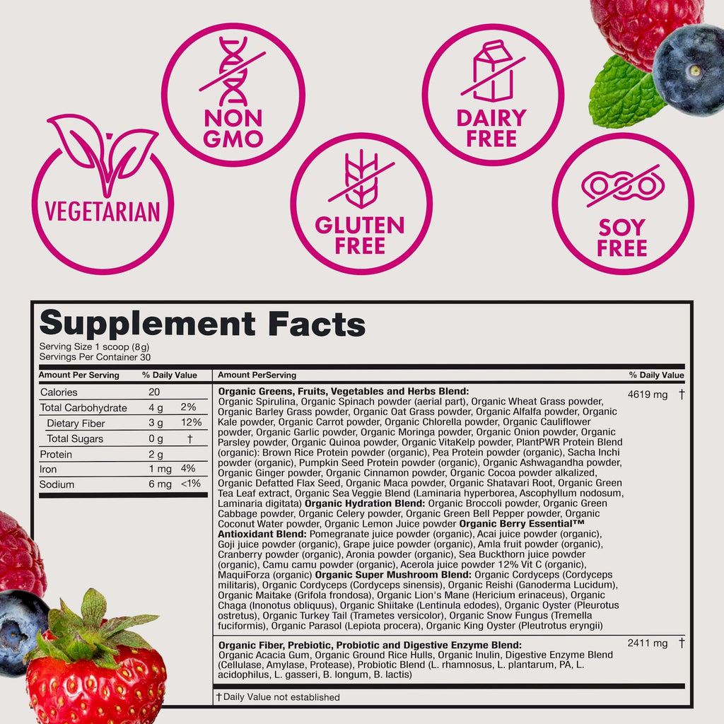 Zena Nutrition Organic Super Greens Powder | 70+ Superfoods

