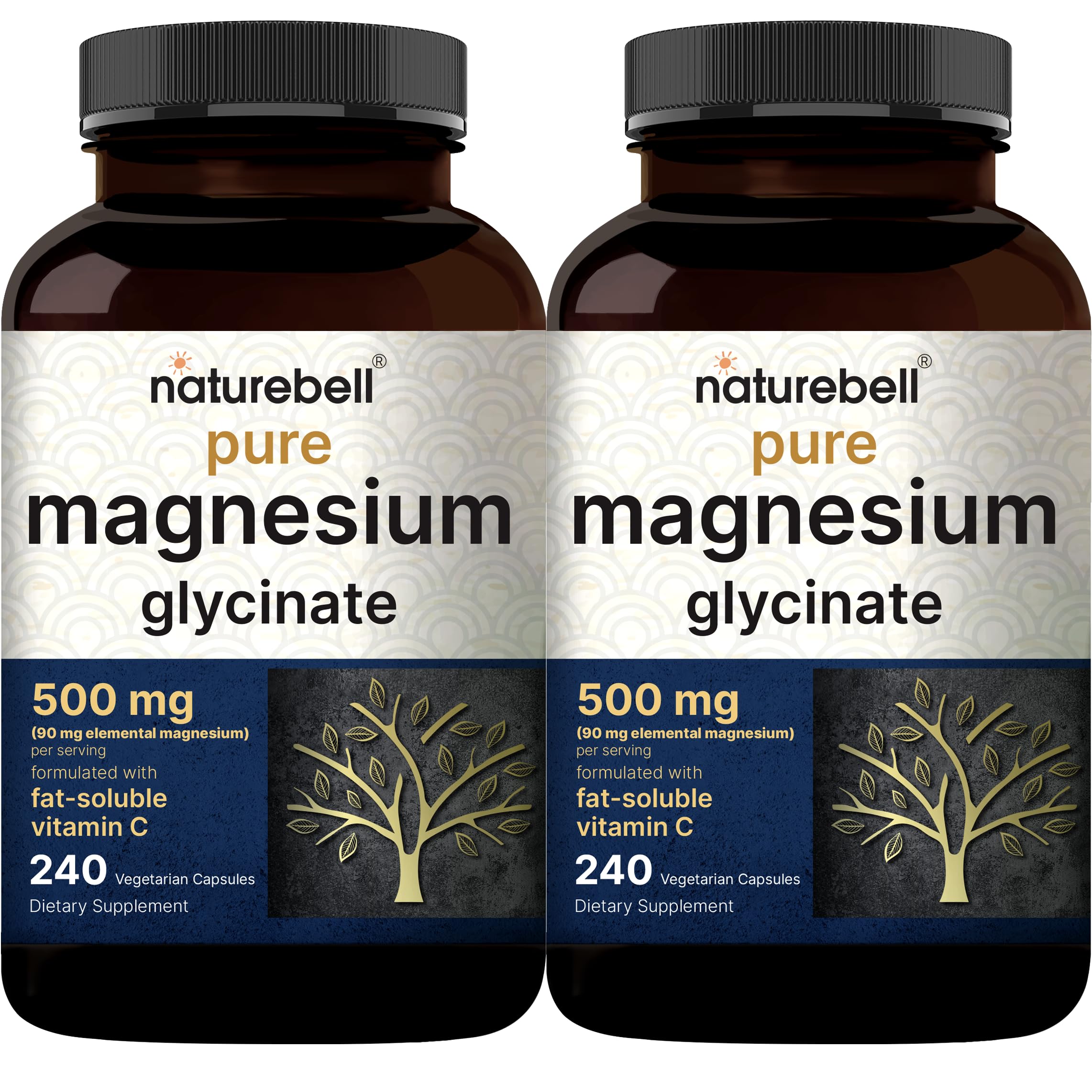Magnesium Glycinate 500mg with Vitamin C | Veggie Capsules

