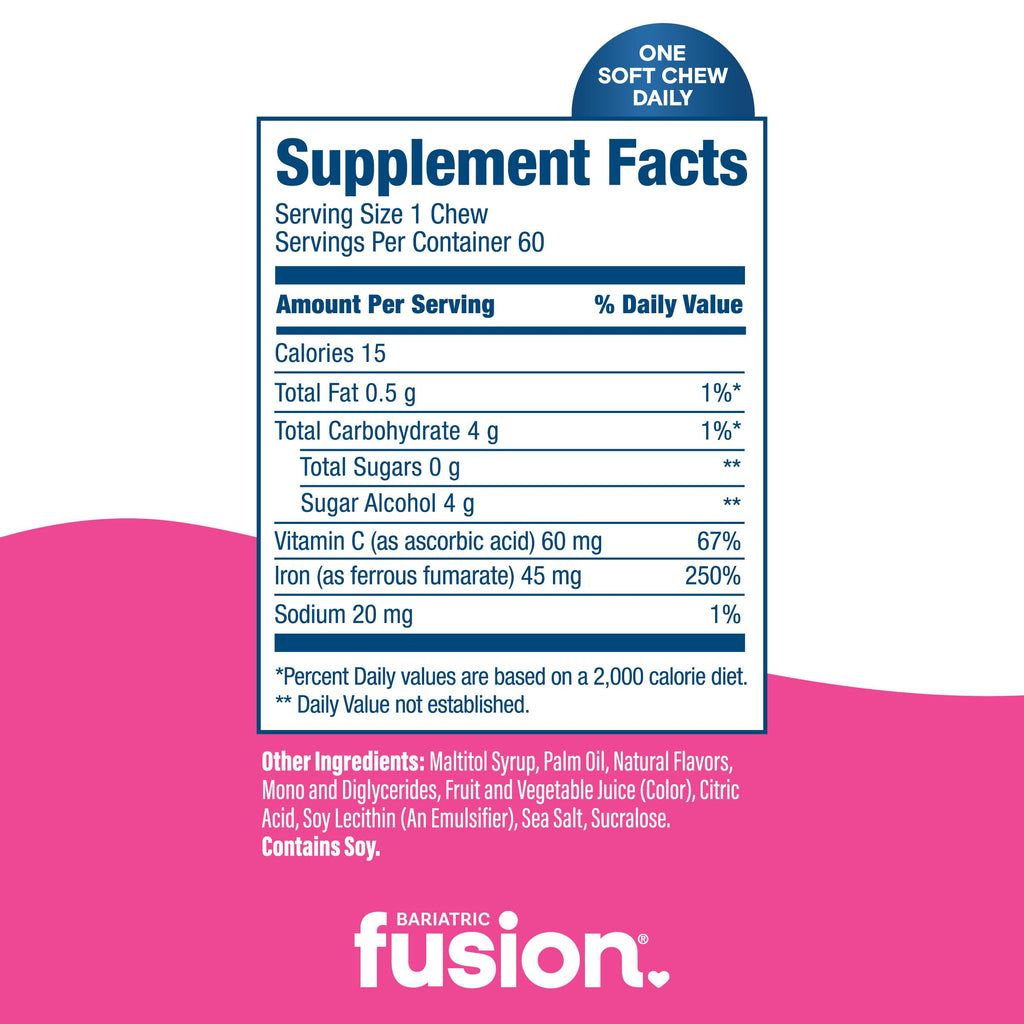 Bariatric Fusion Iron Supplement - Chewable Ferrous Fumarate

