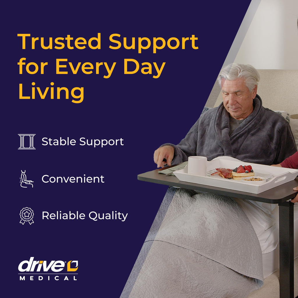 Drive Medical Overbed Table with Wheels - Non Tilt Surface

