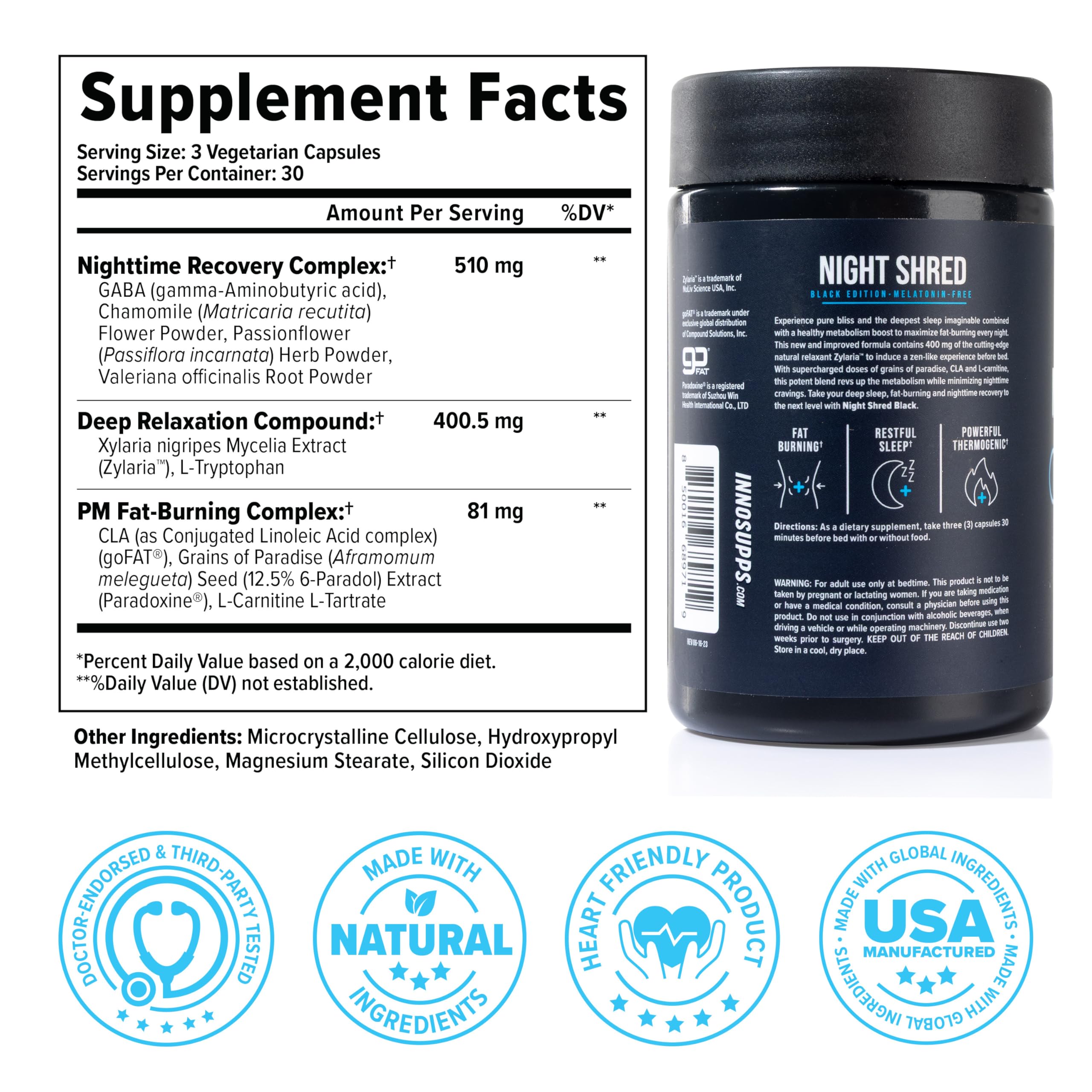 Night Shred Nighttime Fat Burner with GABA – Vegan


