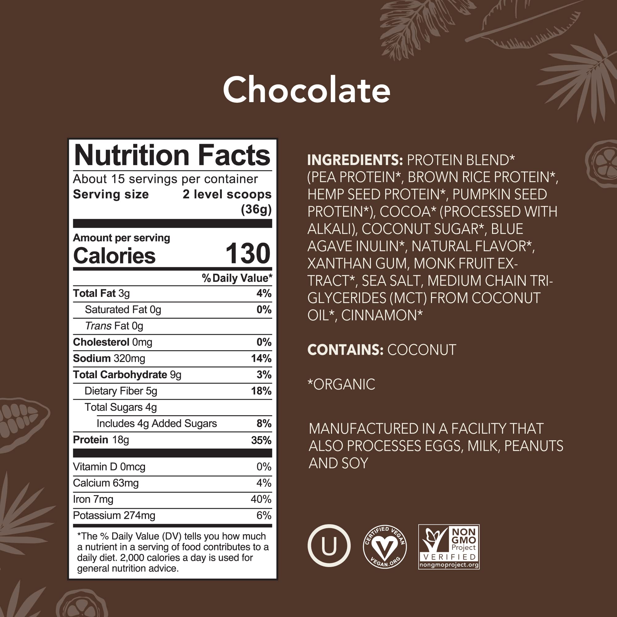 ALOHA Organic Plant Based Protein Powder - Vegan, Non-GMO


