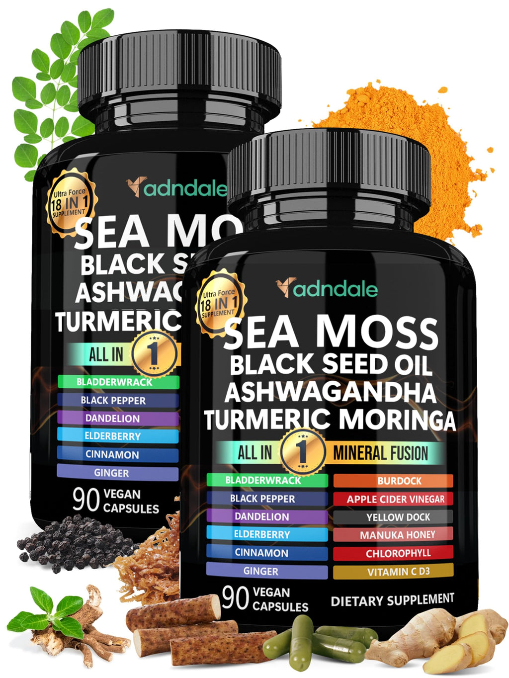 Adndale Sea Moss with Ashwagandha Turmeric & Black Seed Oil