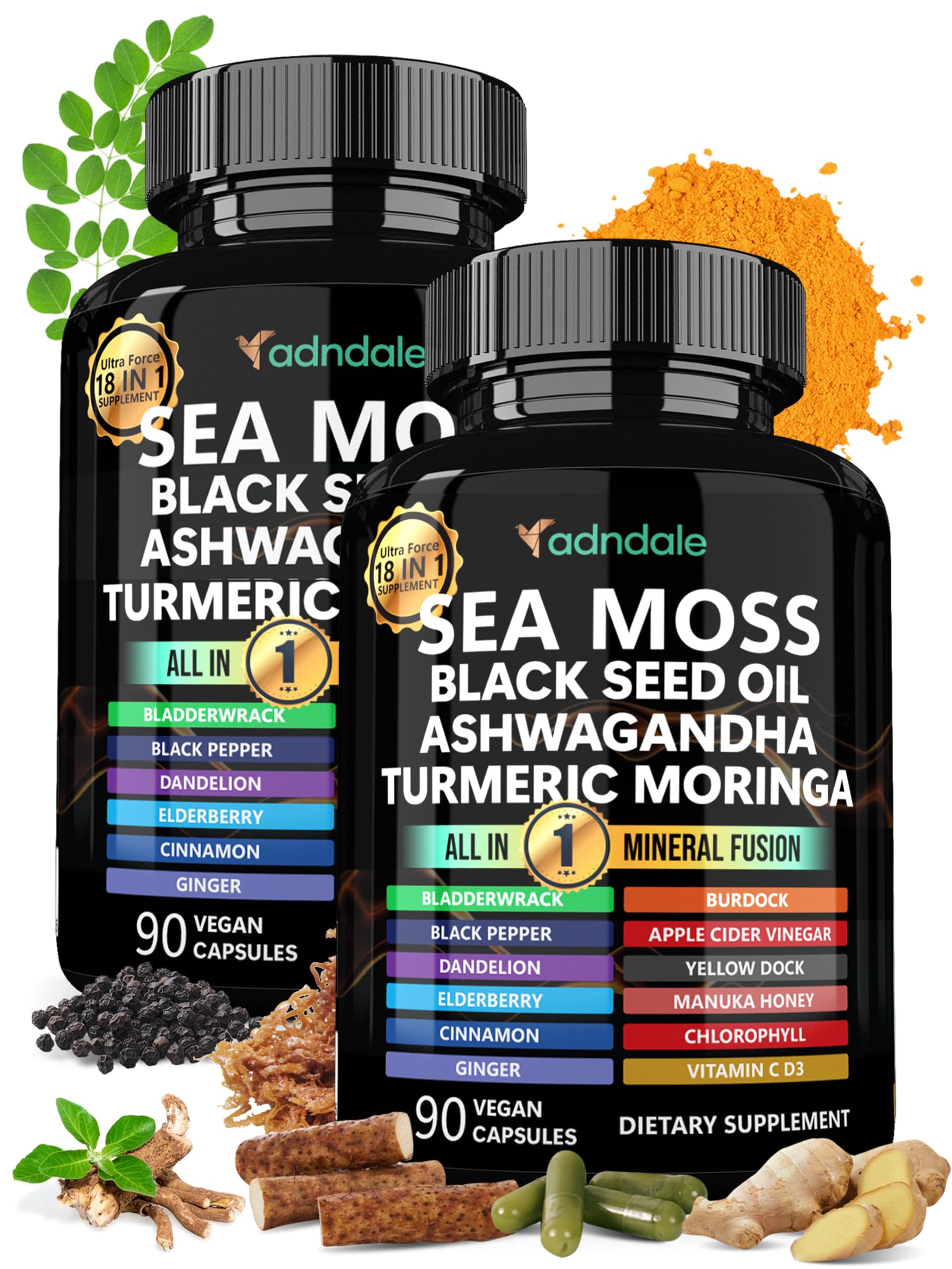 Adndale Sea Moss with Ashwagandha Turmeric & Black Seed Oil
