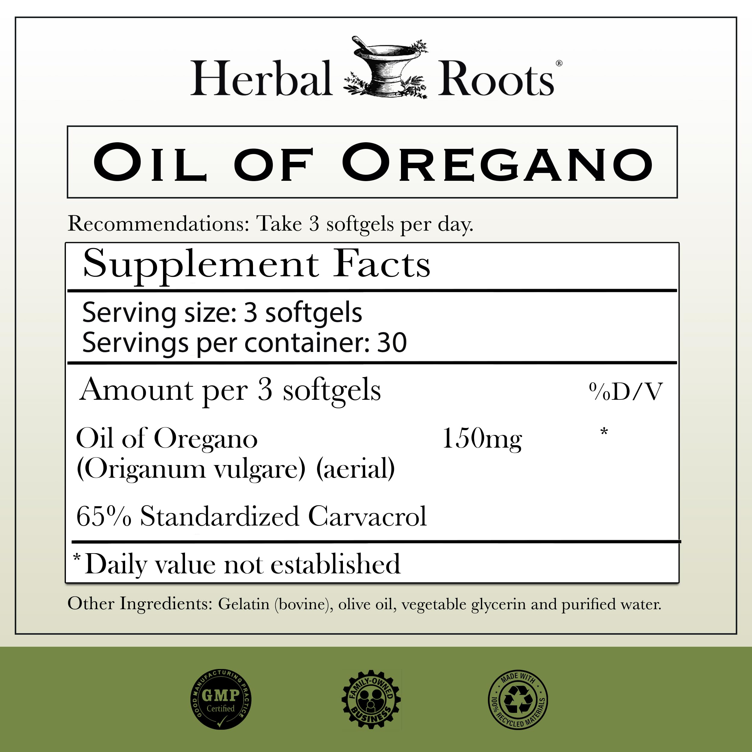 Herbal Roots Oregano Oil Supplement - Immune Support

