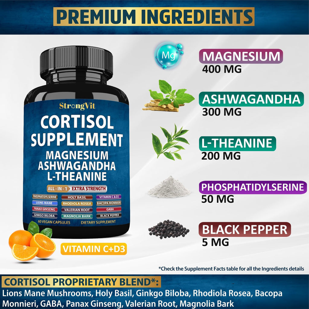 StrongVit Cortisol Support Supplement with Magnesium

