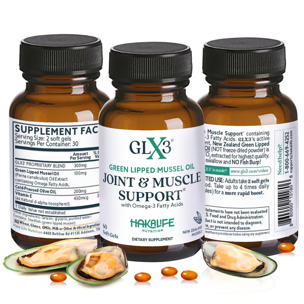 Haka Life GLX3 Green Lipped Mussel Oil Capsules for Joints