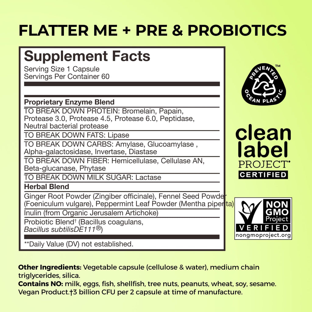 HUM Flatter Me Digestive Enzymes with Prebiotics Probiotics

