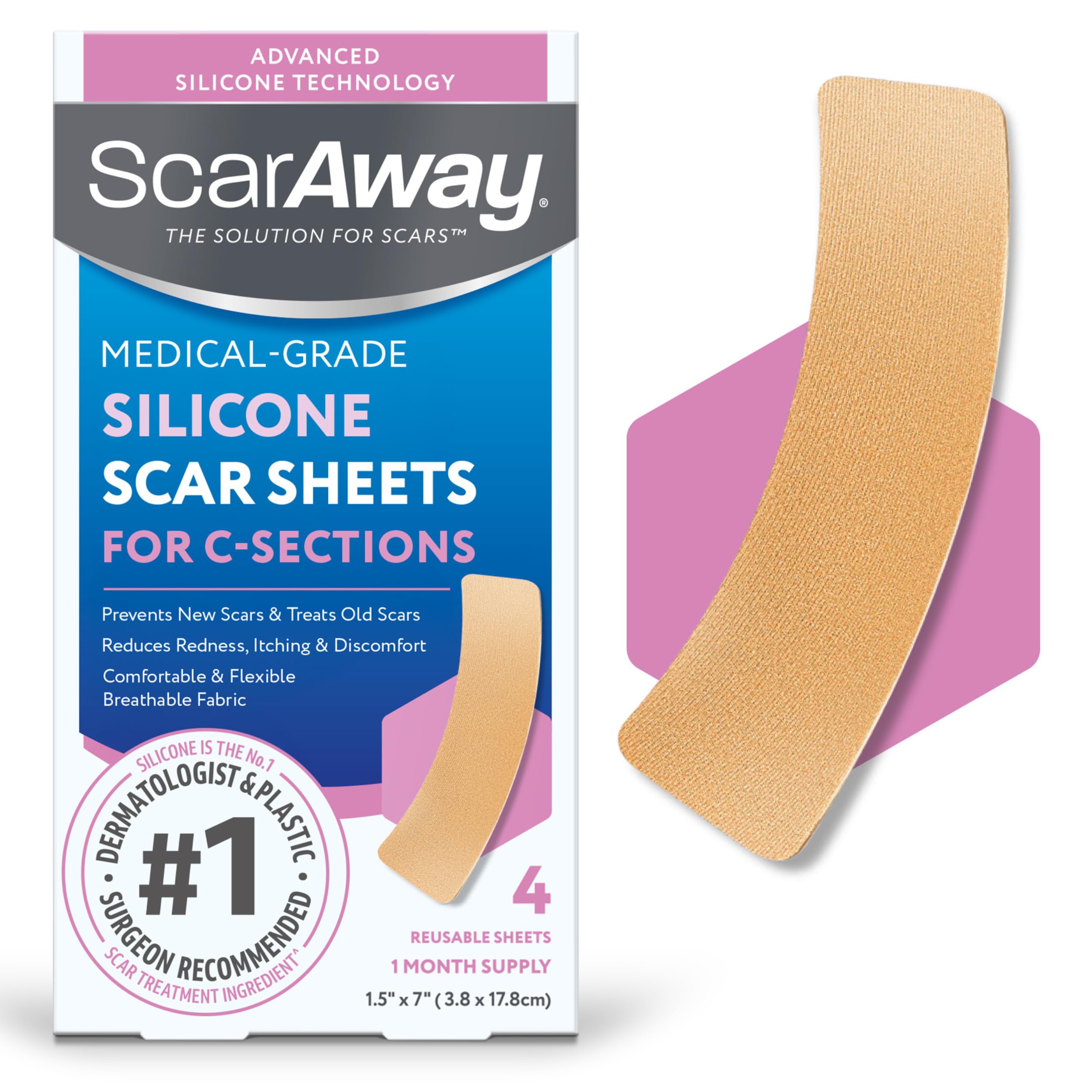 ScarAway Silicone Scar Strips - Advanced for C-Section

