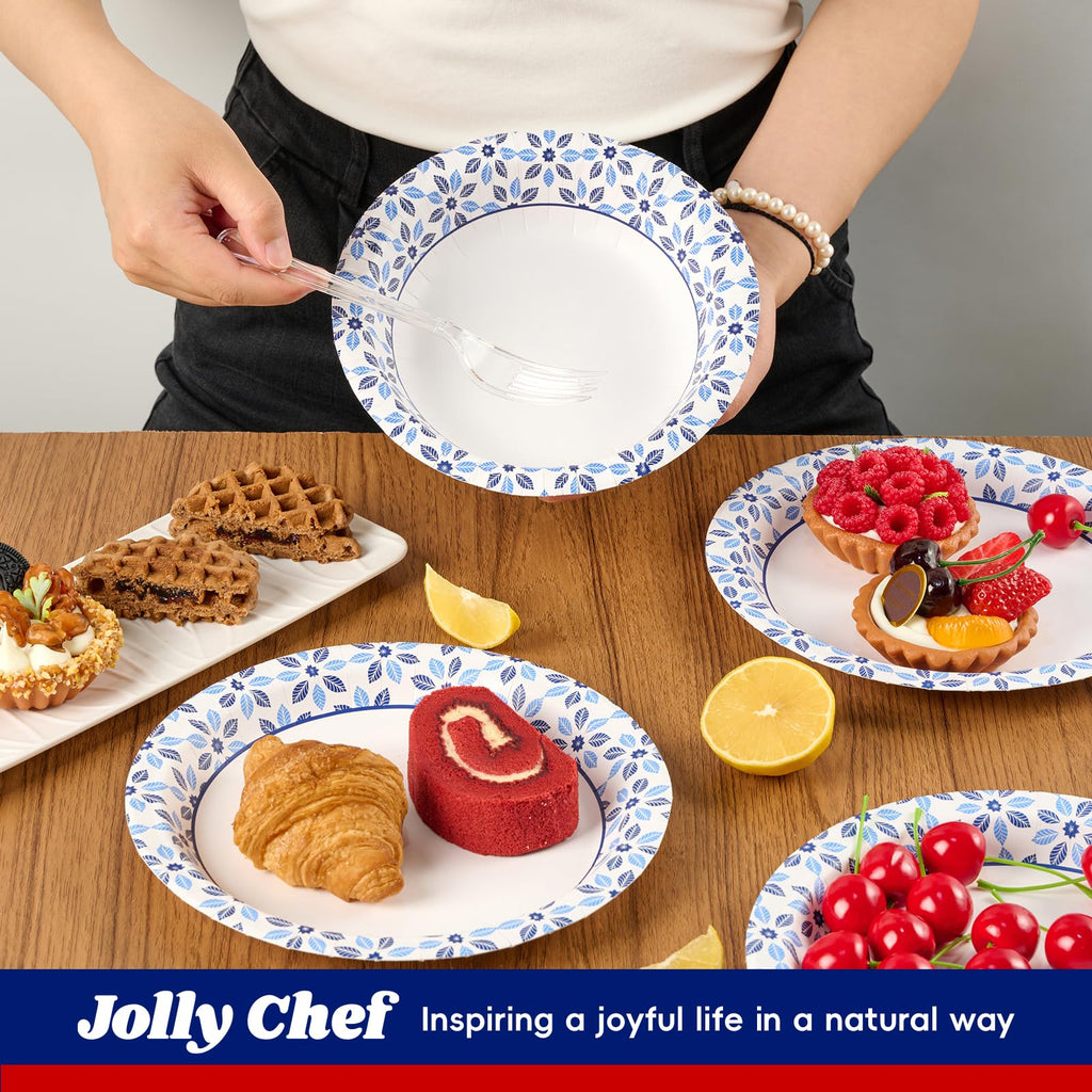 JOLLY CHEF Disposable Paper Bowls | Heavy Duty Soak-Proof

