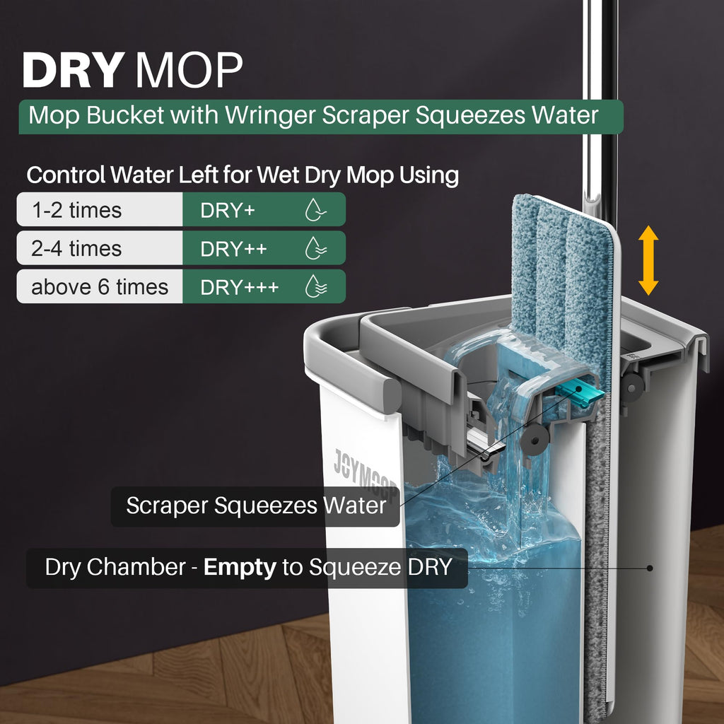 Joymoop Wall Mop and Bucket Set - Flat Floor Cleaning System

