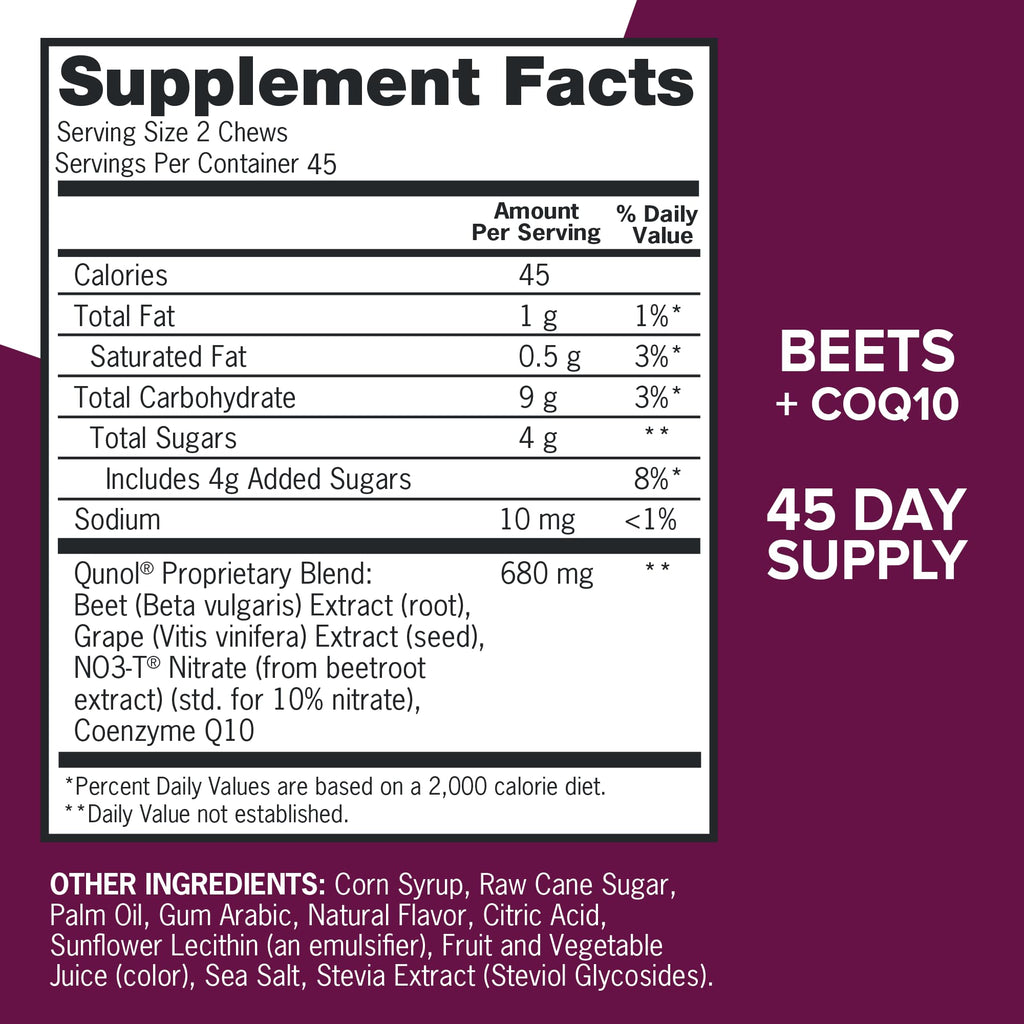 Qunol Beets Chews – Blood Pressure Support

