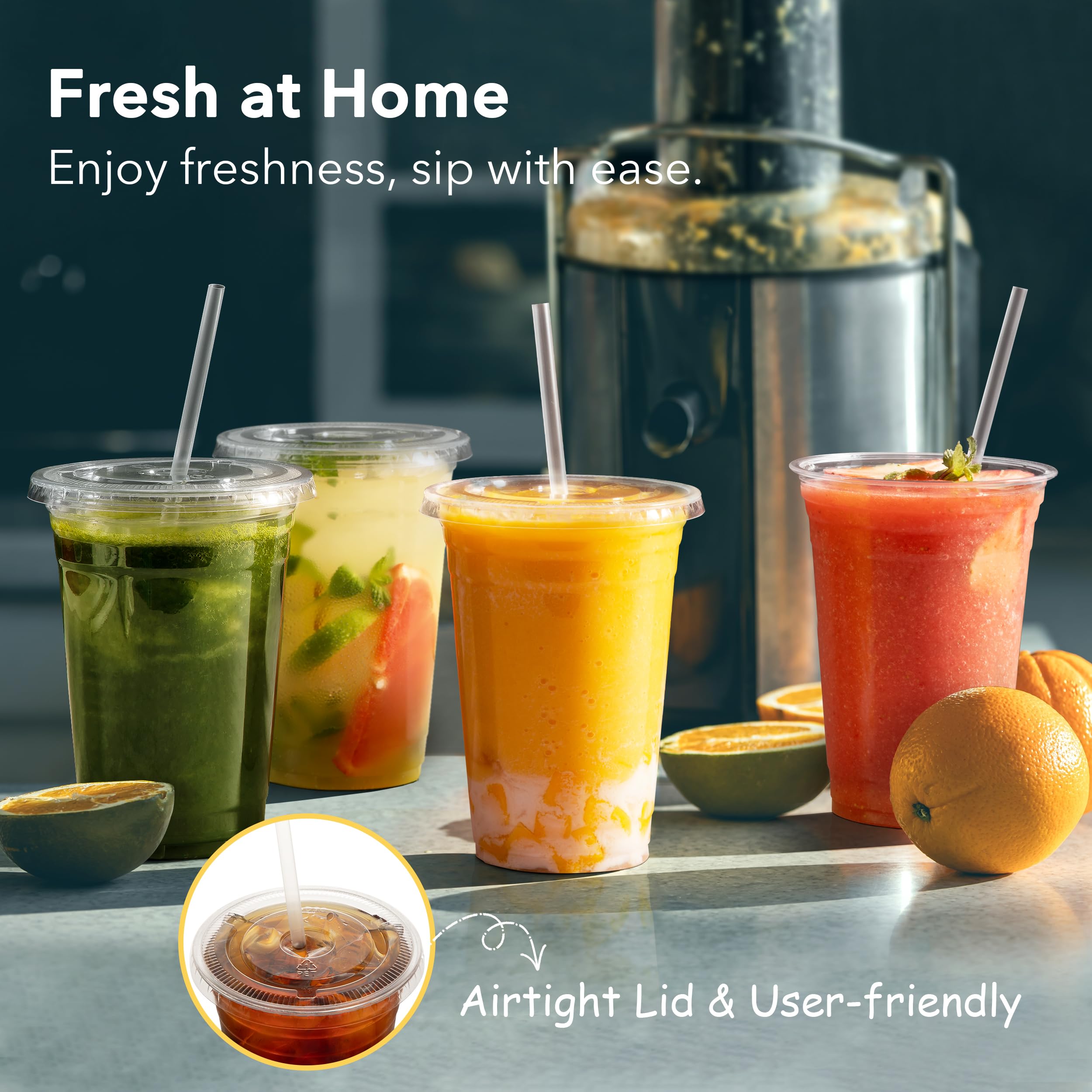 Clear Disposable Cups with Lids and Straws - BPA-Free

