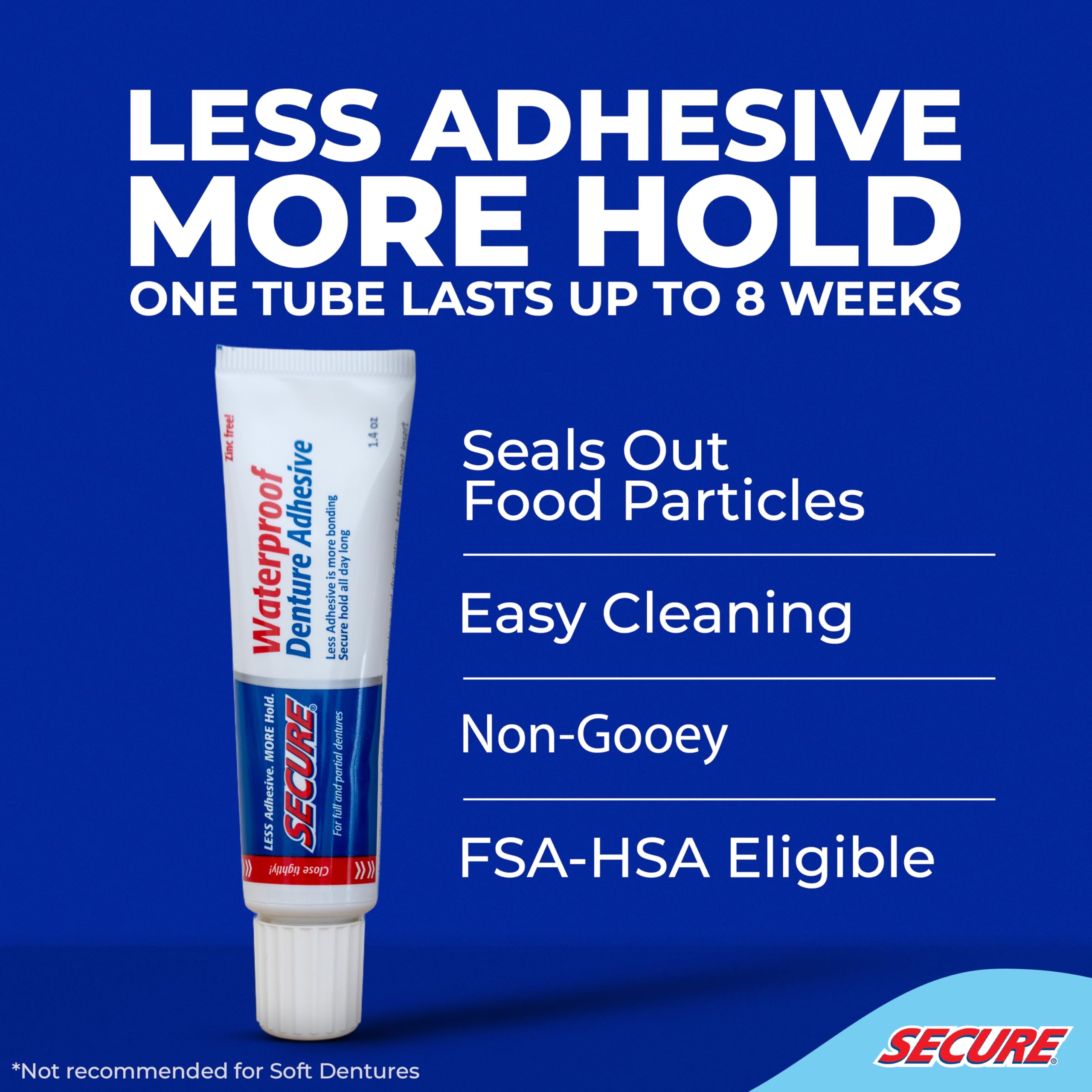 Denture Adhesive Cream for Uppers & Partials – Zinc-Free

