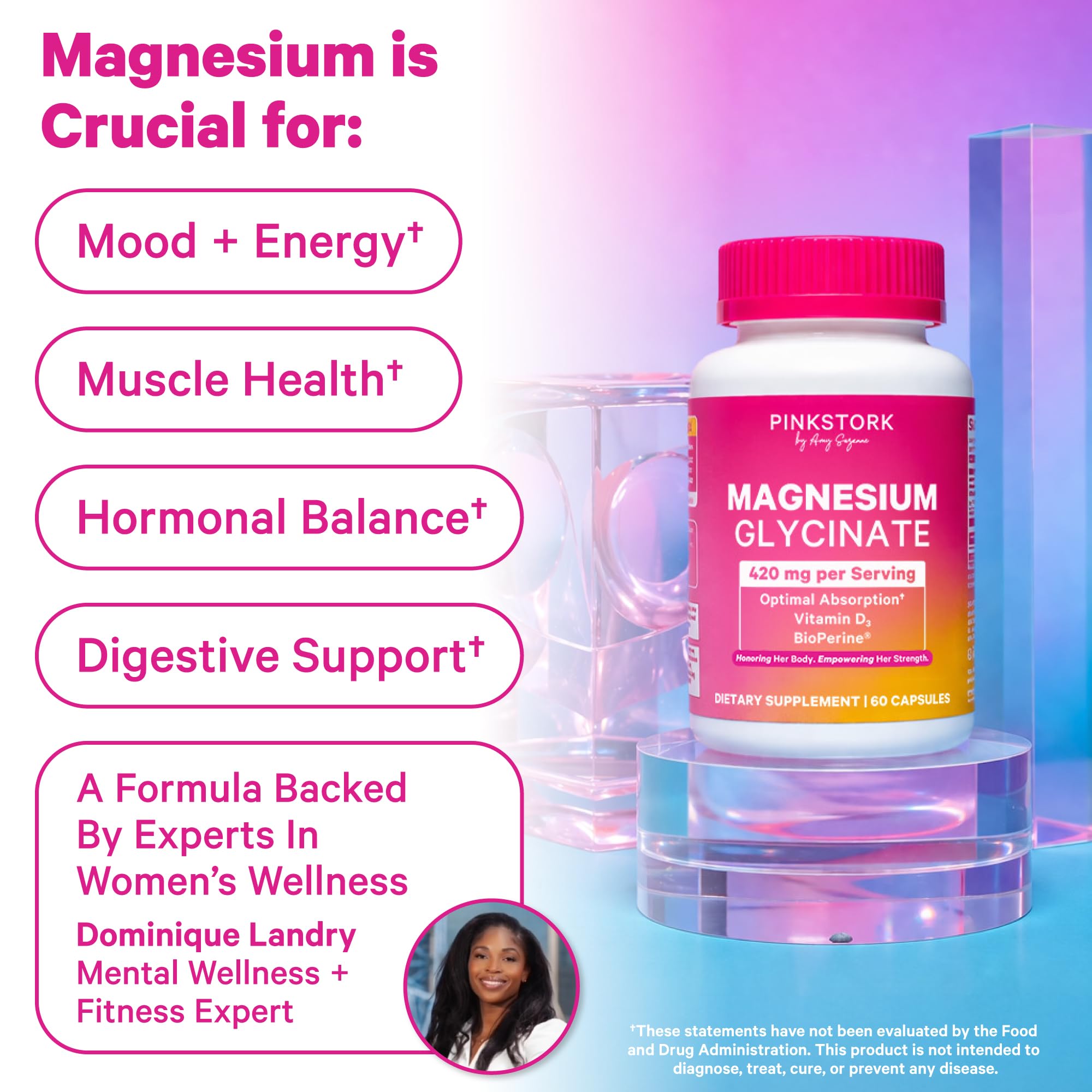 Pink Stork Magnesium Glycinate with Vitamin D for Women


