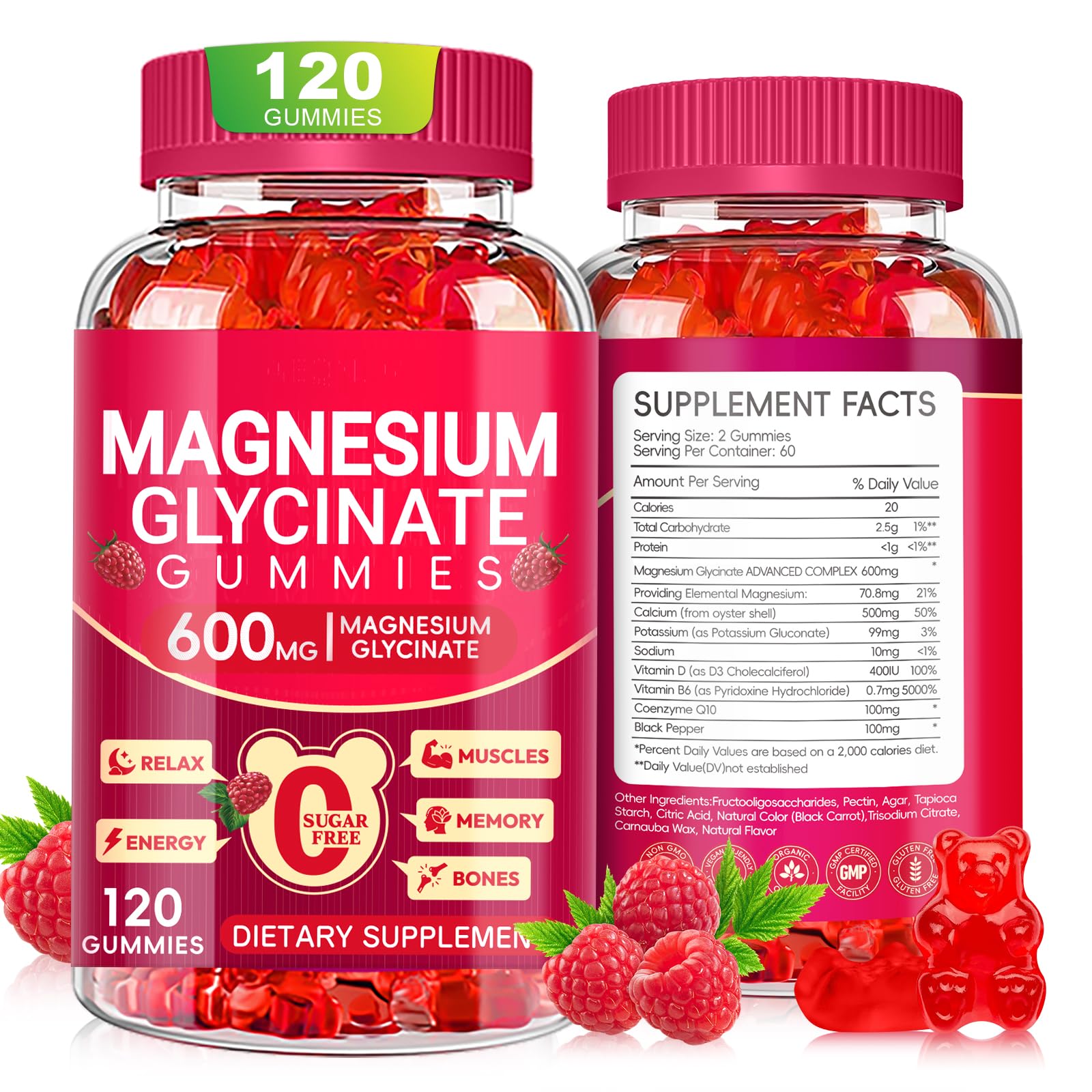Magnesium Glycinate Gummies 600mg | Sugar Free for Adults

