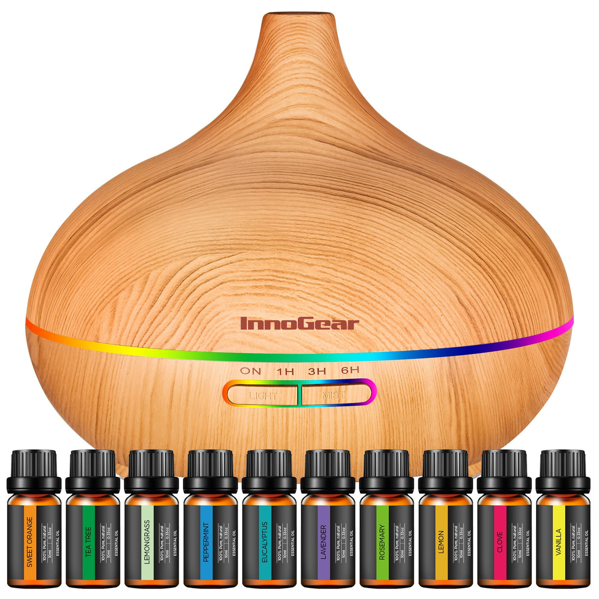 InnoGear Aromatherapy Diffuser with 400ml Tank & 10 Essential Oils Set