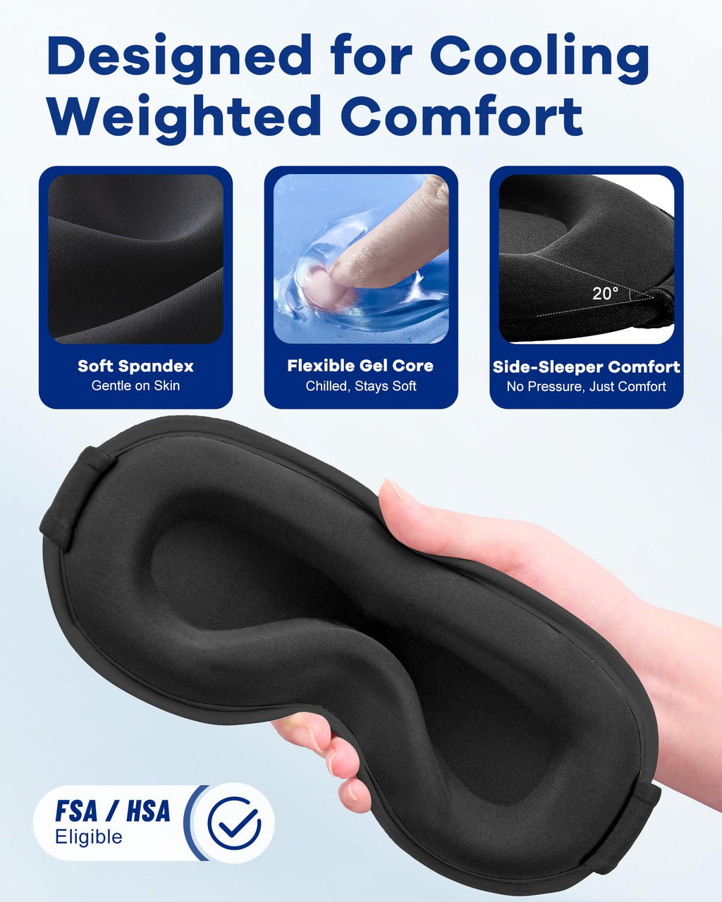 Cooling Gel Eye Mask | 3D Weighted Sleep & Migraine Relief


