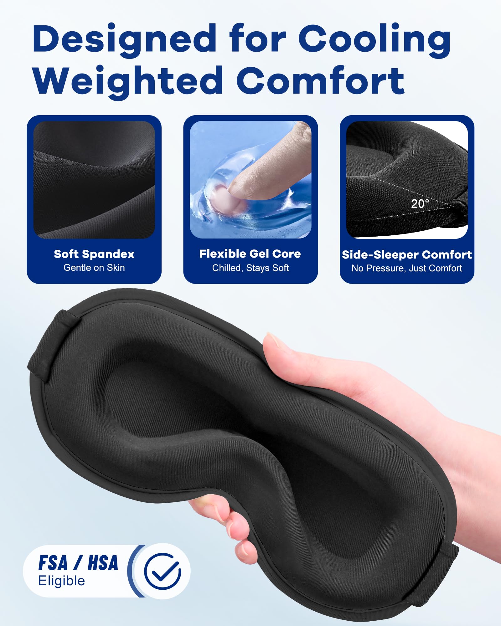 Cooling Gel Eye Mask | 3D Weighted Sleep & Migraine Relief

