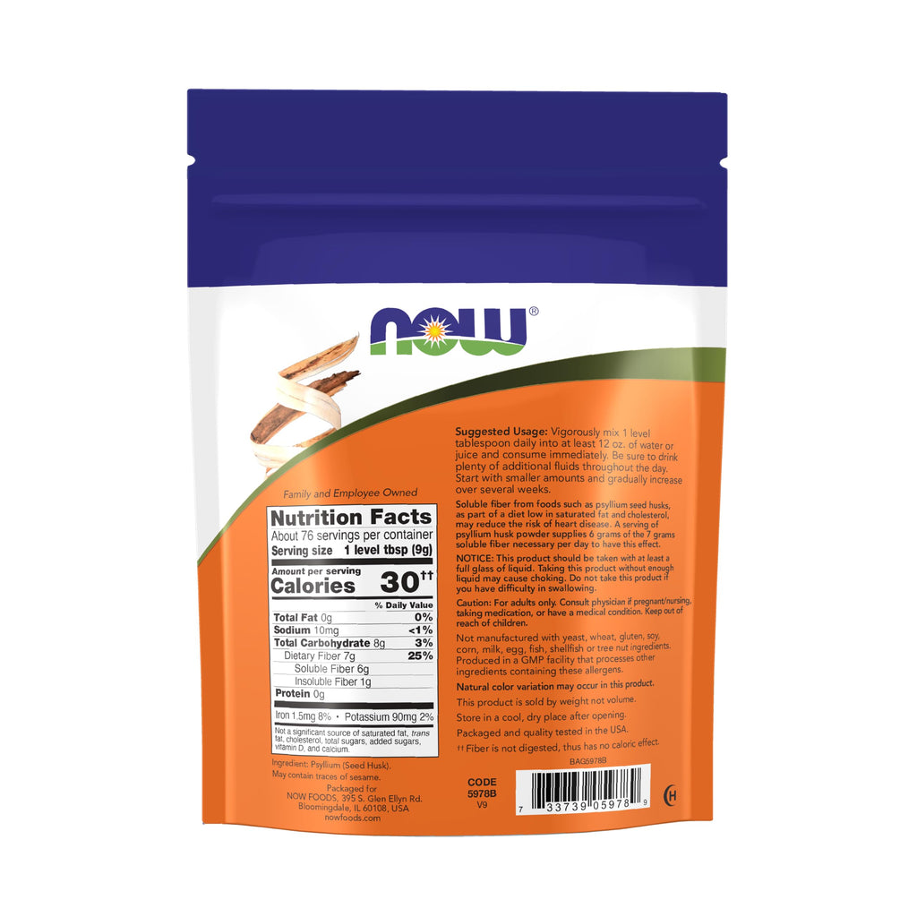NOW Foods Psyllium Husk Powder Non-GMO Soluble Fiber


