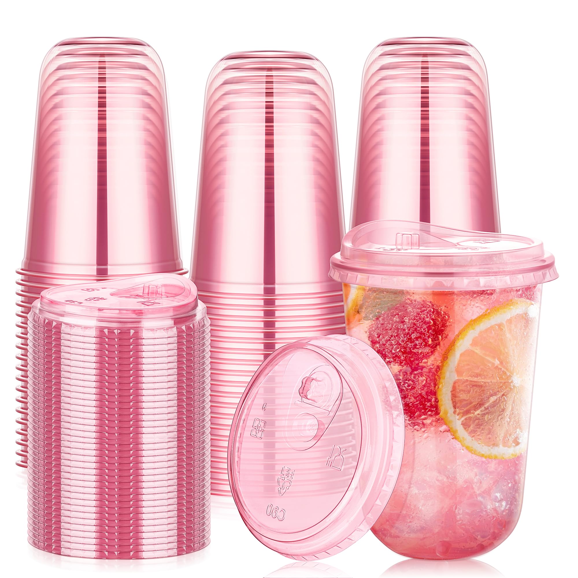 KesaPlan Disposable PET Cups with Sip Lids