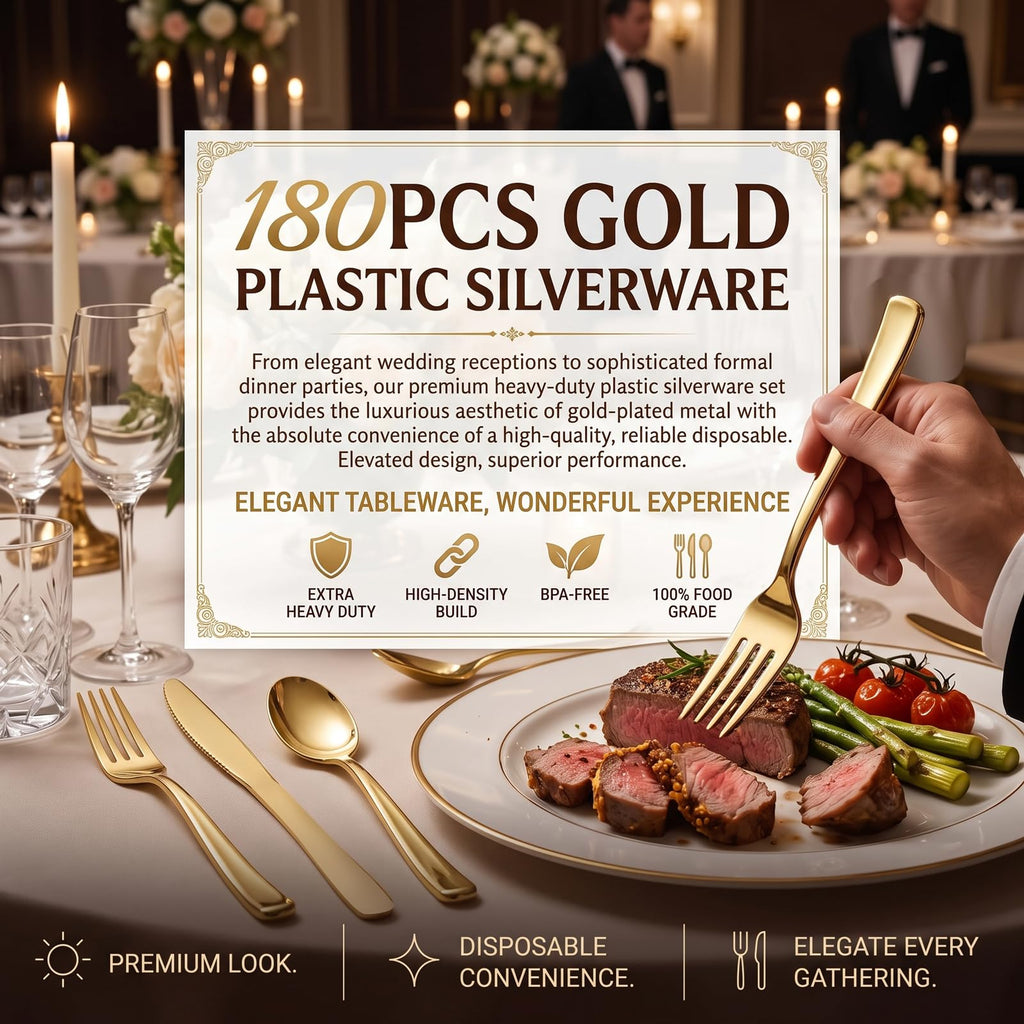 WDF Disposable Plastic Silverware Set | Heavy-Duty Cutlery

