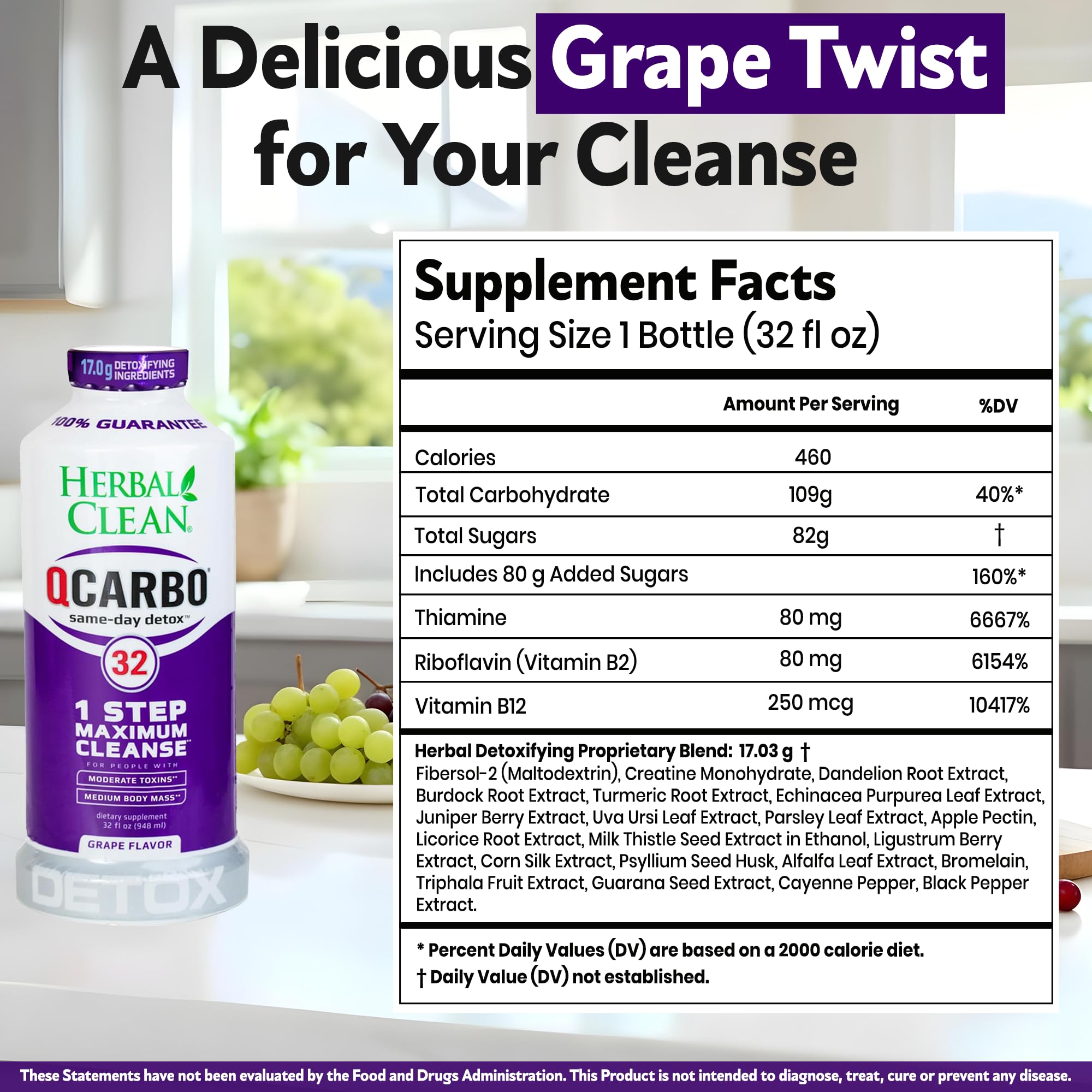 Herbal Clean Qcarbo Detox Drink | Natural Detox Support

