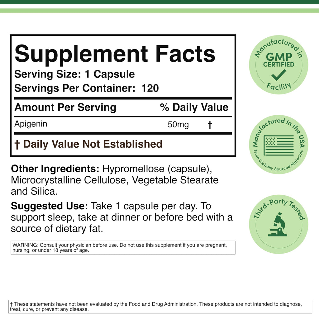 Apigenin Supplement by Double Wood - Relaxation Support

