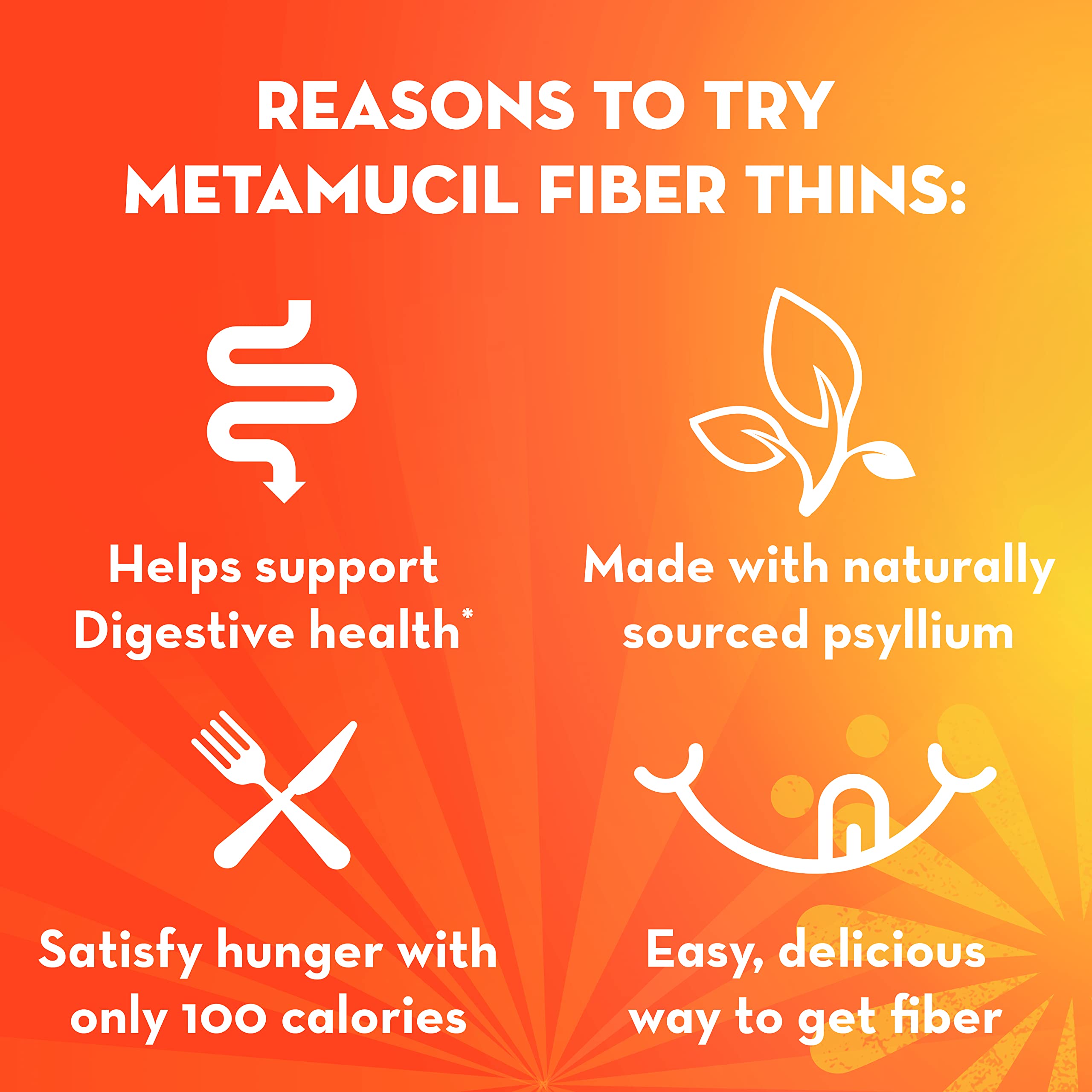 Metamucil Fiber Thins Psyllium Husk Fiber Supplement

