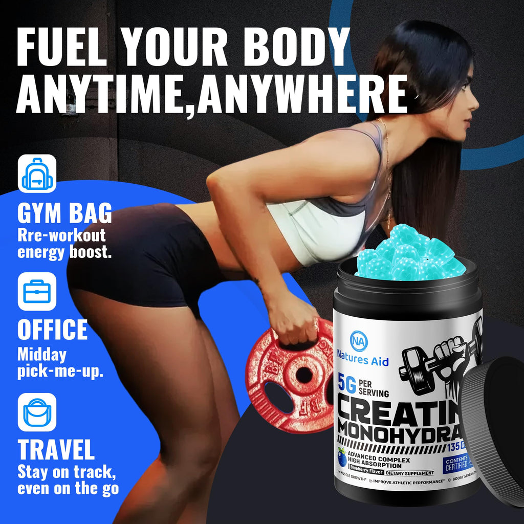 Creatine Monohydrate Gummies | Natures Aid 5g – Pre-Workout

