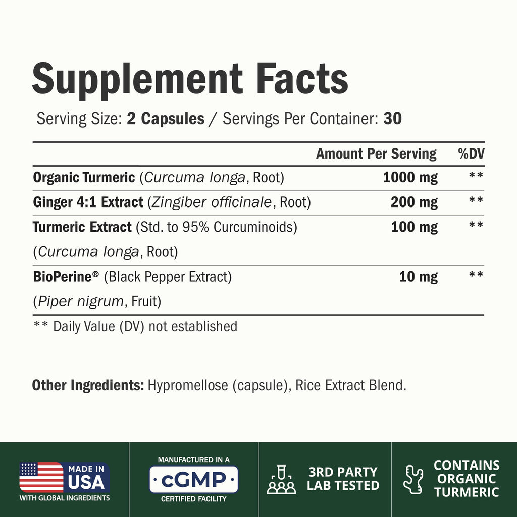 Turmeric and Ginger Joint Support Supplement - Non-GMO

