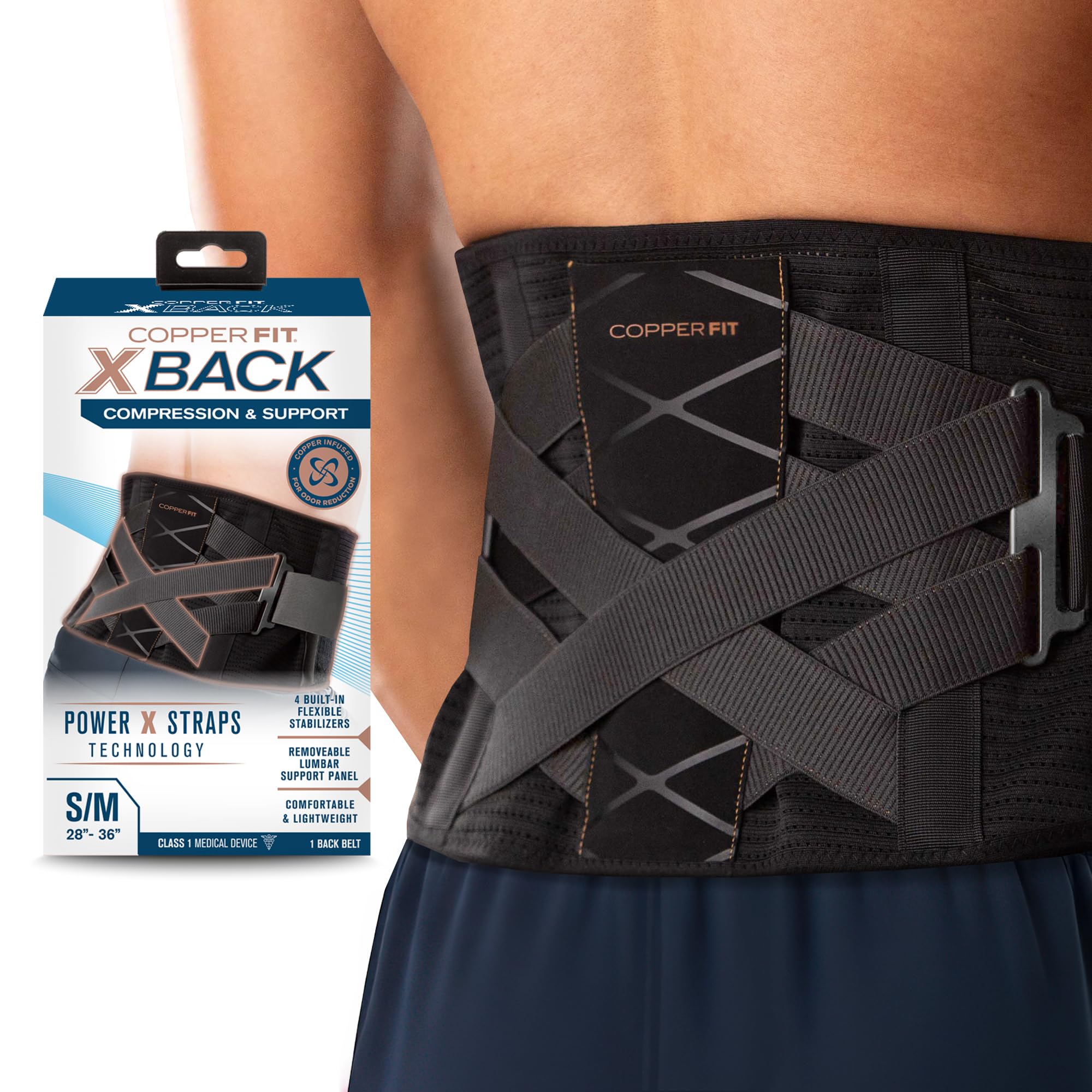 Copper Fit X-Back Back Brace - Adjustable Lumbar Support

