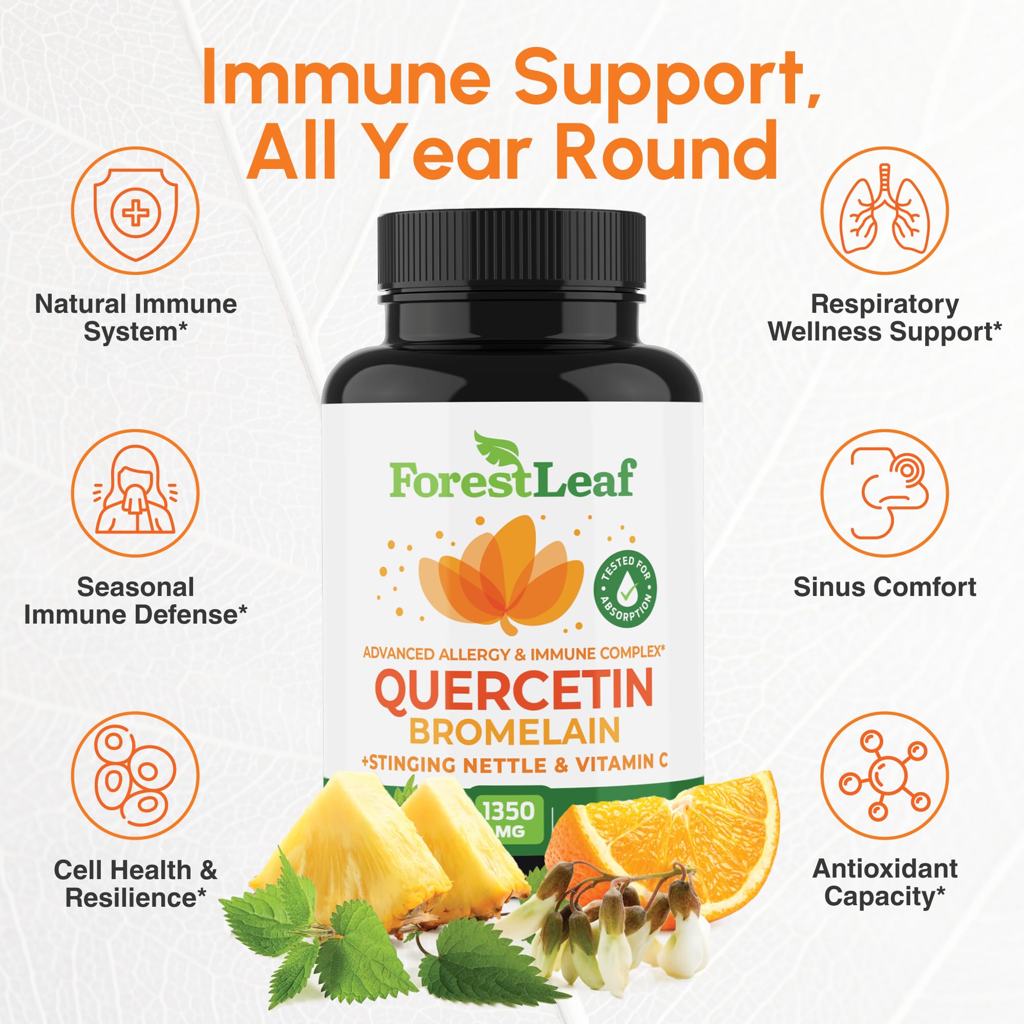 ForestLeaf Quercetin with Bromelain Capsules Immune Support

