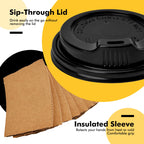 RACETOP Disposable Coffee Cups with Lids and Sleeves

